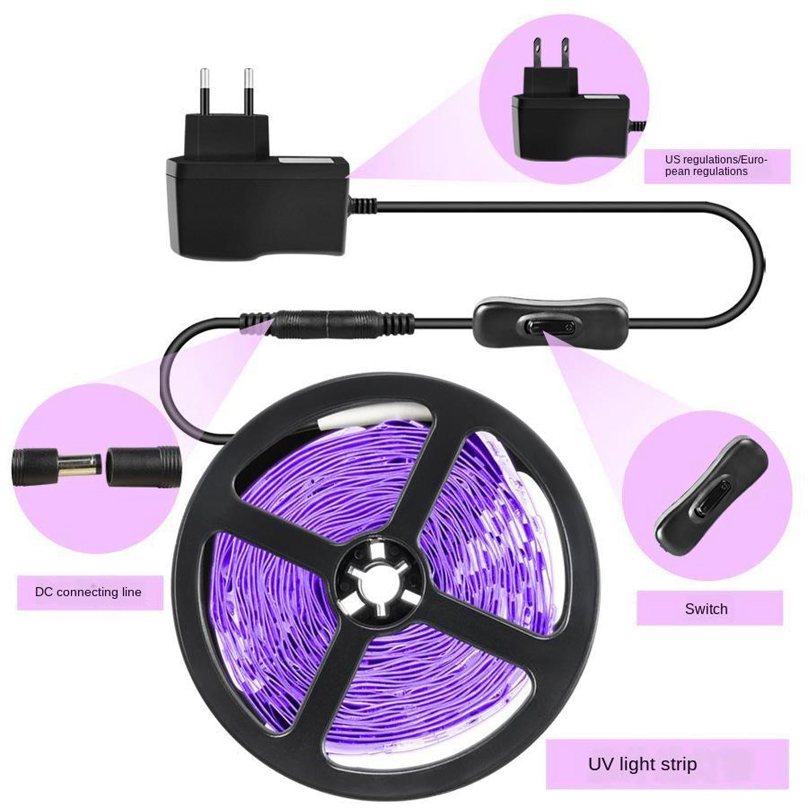 EU Plug Disinfect Sterilizer Light Tape 60 Lamp Beads for Bathroom Mite Kill