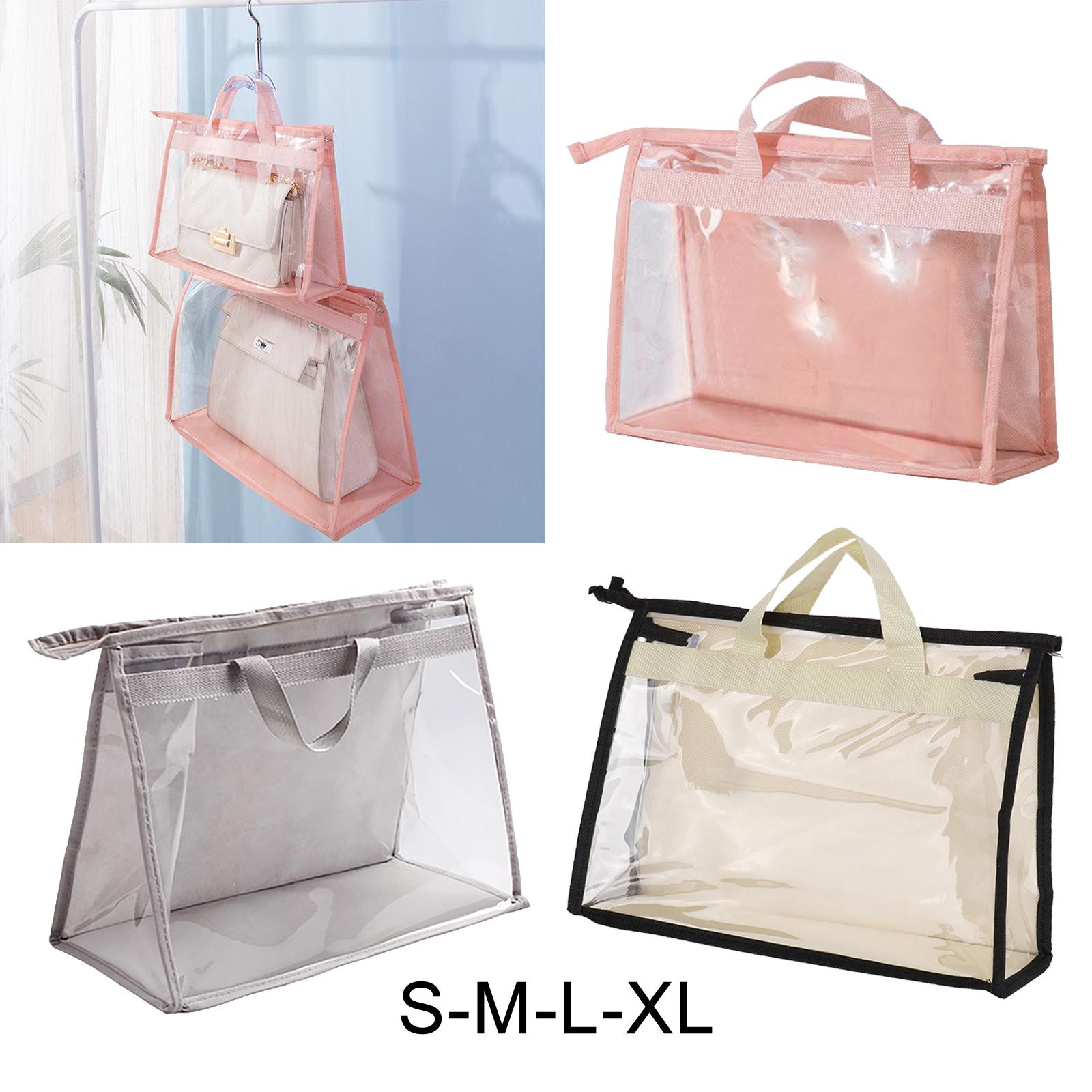 Handbag Organizer for Wardrobe Closet Transparent Storage Container Pink S