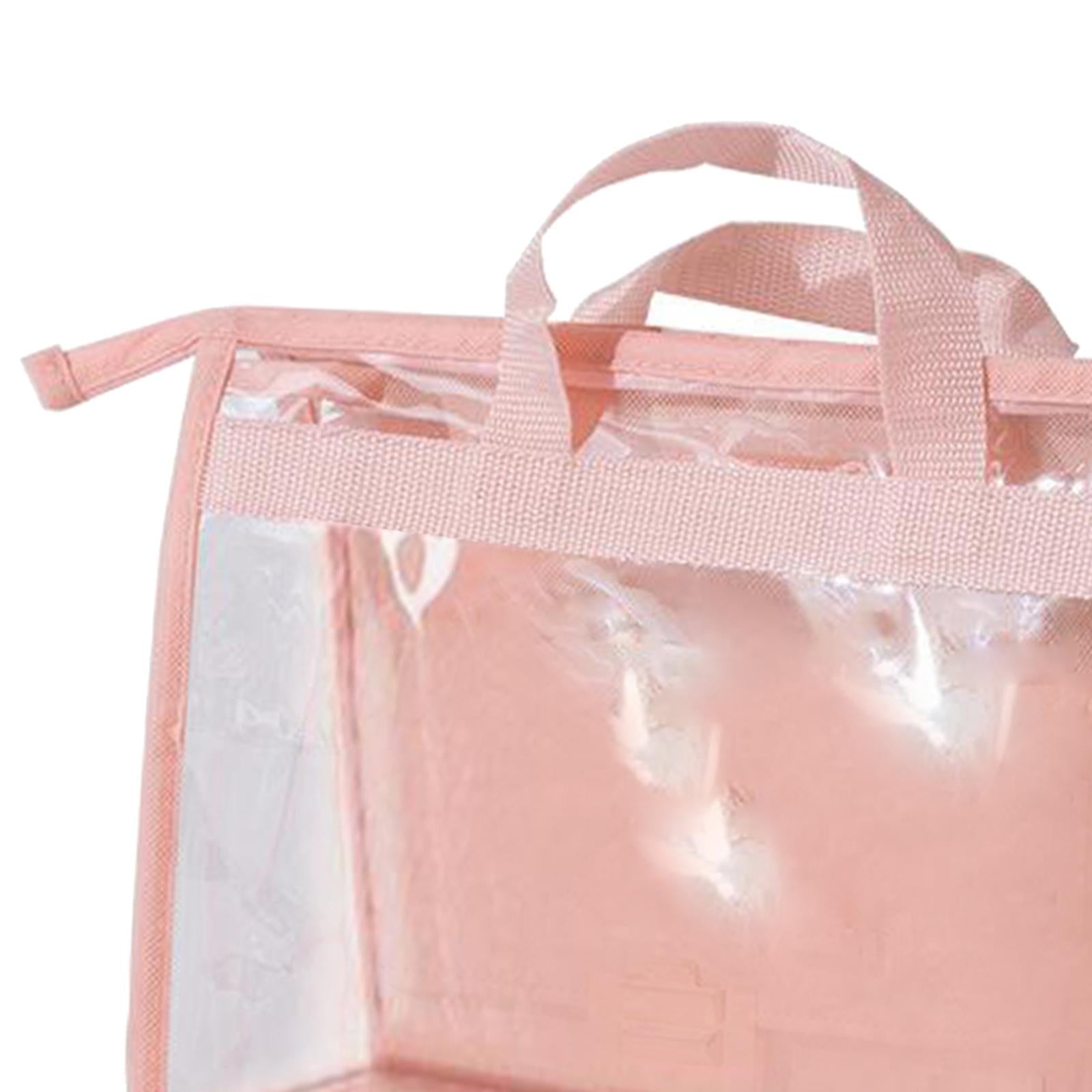 Handbag Organizer for Wardrobe Closet Transparent Storage Container Pink M