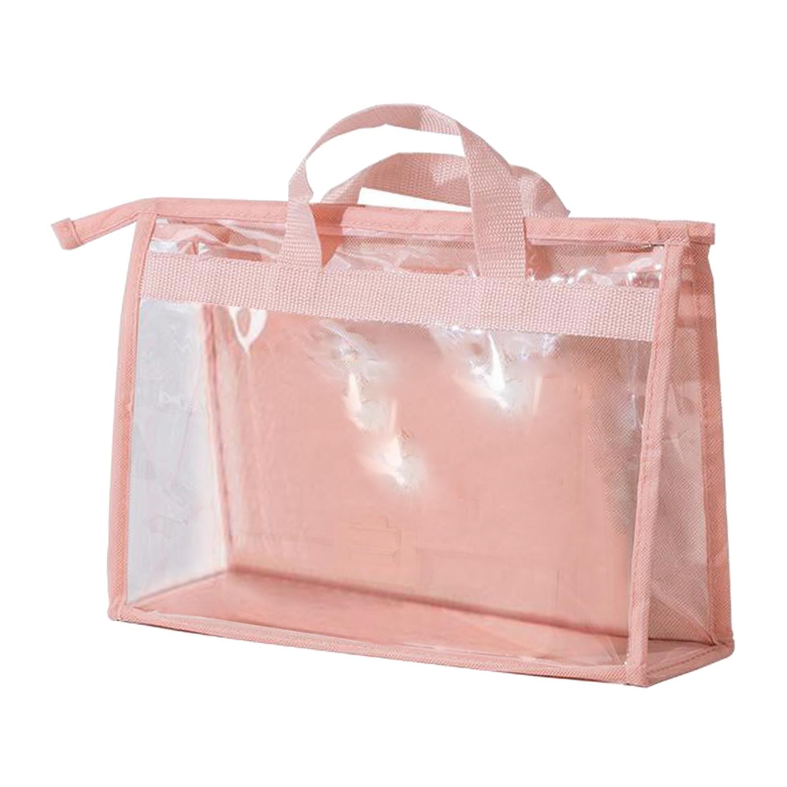 Handbag Organizer for Wardrobe Closet Transparent Storage Container Pink M