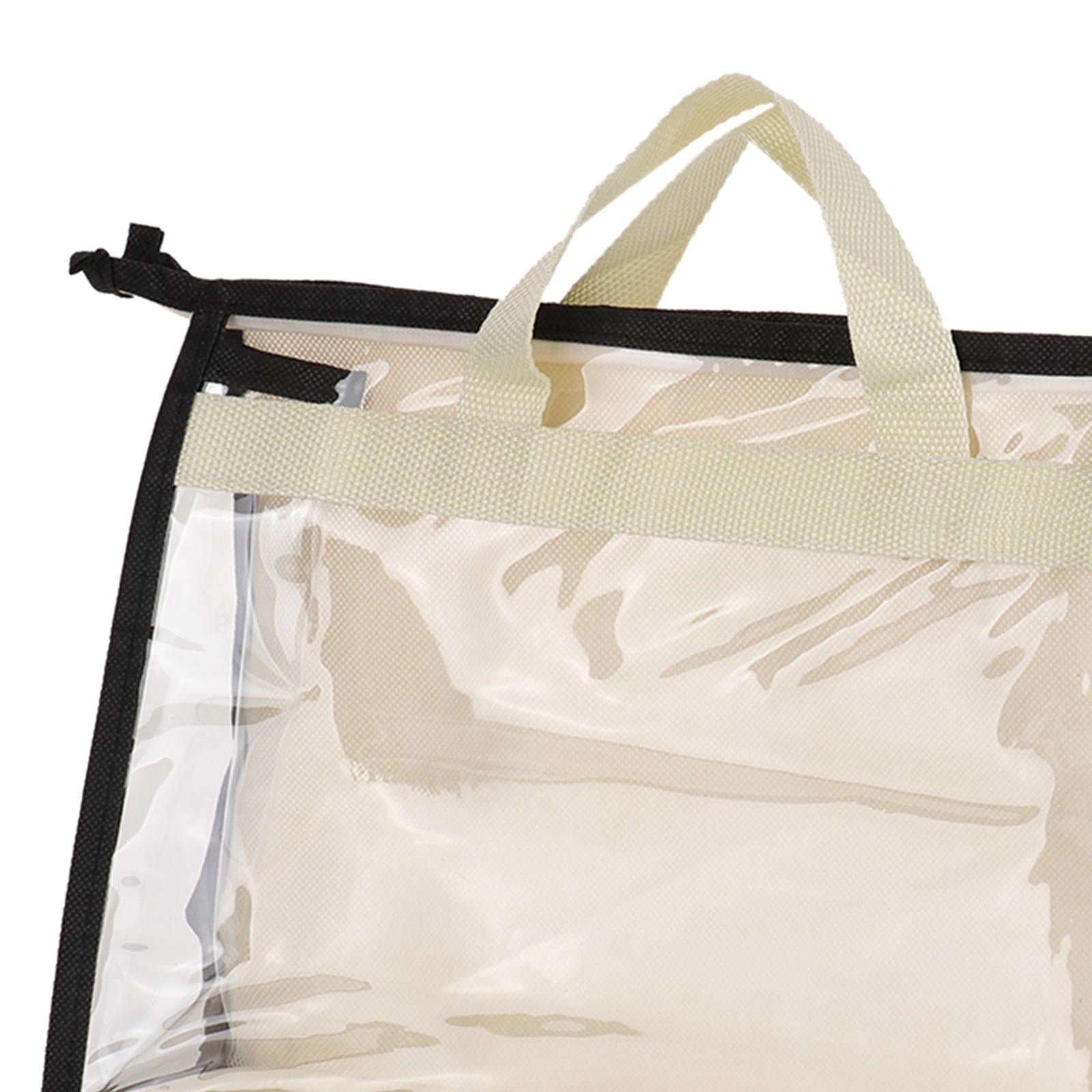 Handbag Organizer for Wardrobe Closet Transparent Storage Container Beige S
