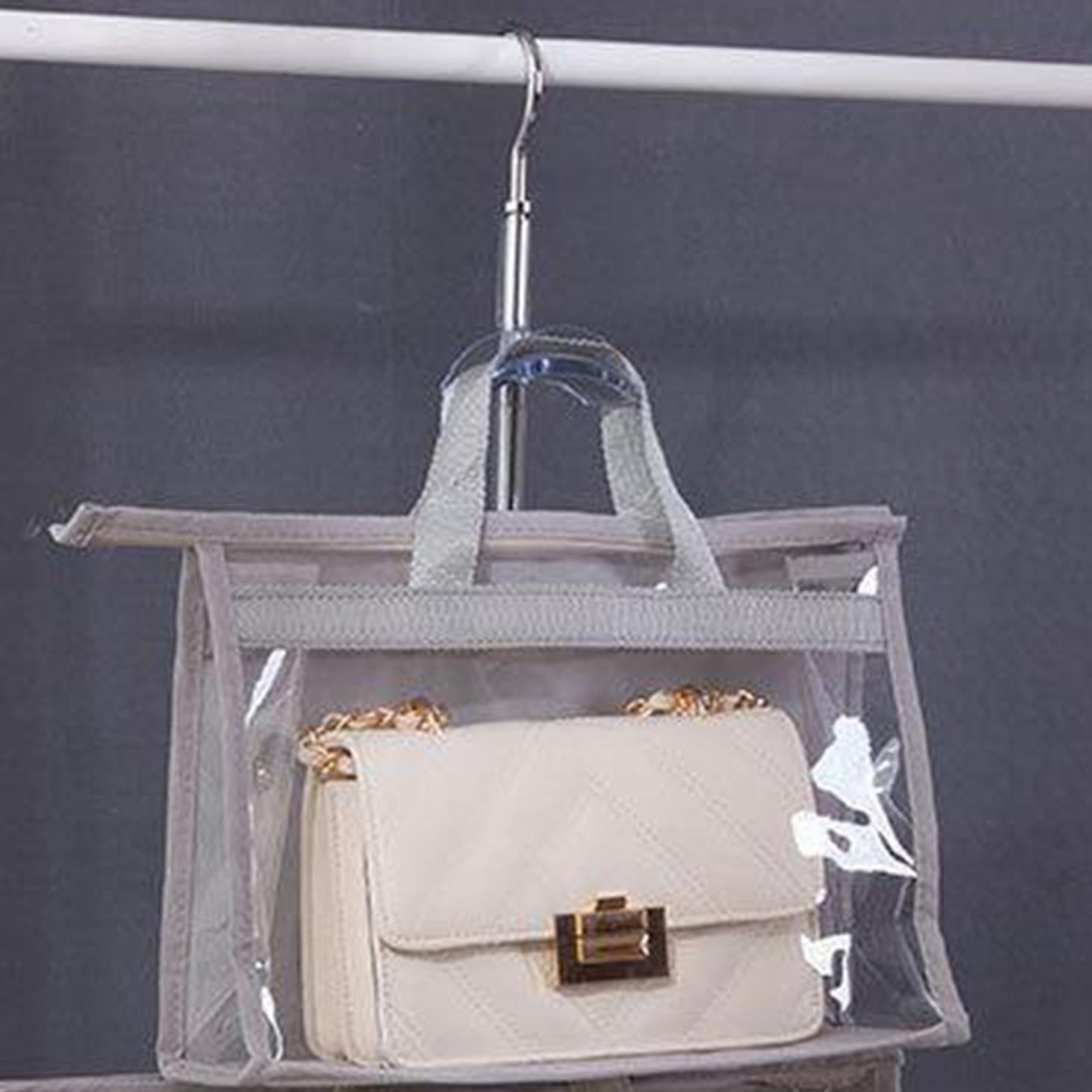 Handbag Organizer for Wardrobe Closet Transparent Storage Container Grey S