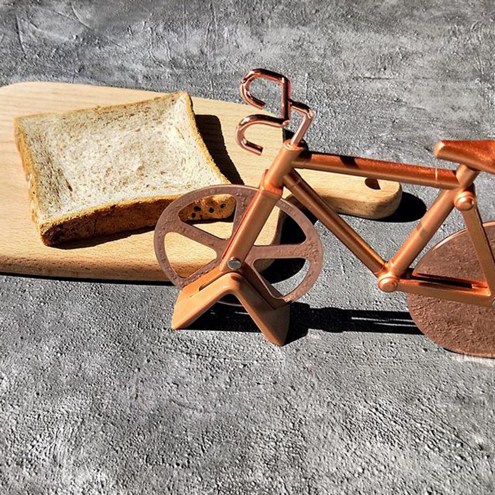 Bicycle Pizza Cutter Bike Roller Pizza Slicer Kitchen Pizza Cutter Golden