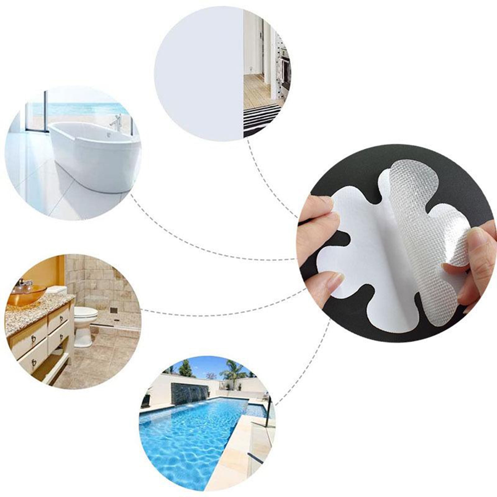 20Pcs Safety Treads Non-Slip Applique Stickers Bathtub Shower Mat Clear