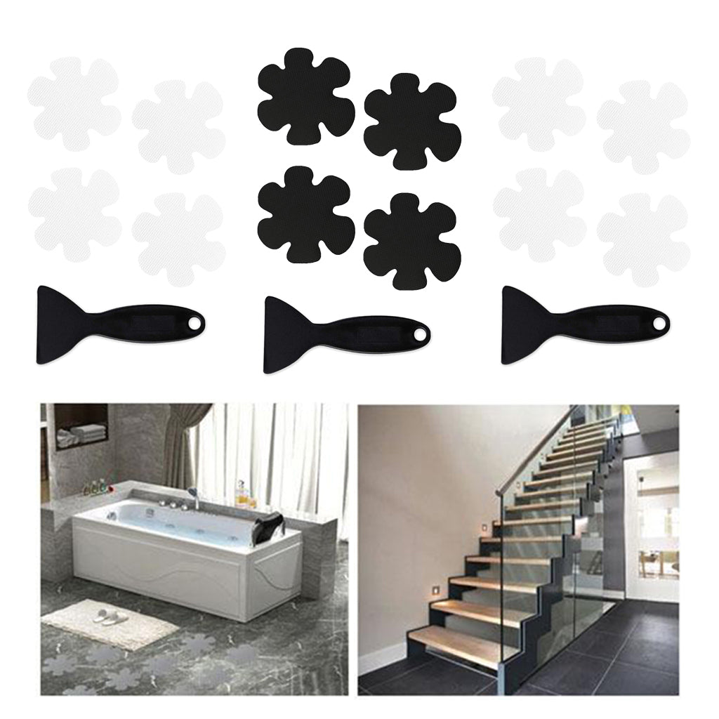 20Pcs Safety Treads Non-Slip Applique Stickers Bathtub Shower Mat Clear