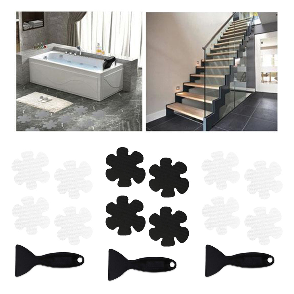 20Pcs Safety Treads Non-Slip Applique Stickers Bathtub Shower Mat Clear