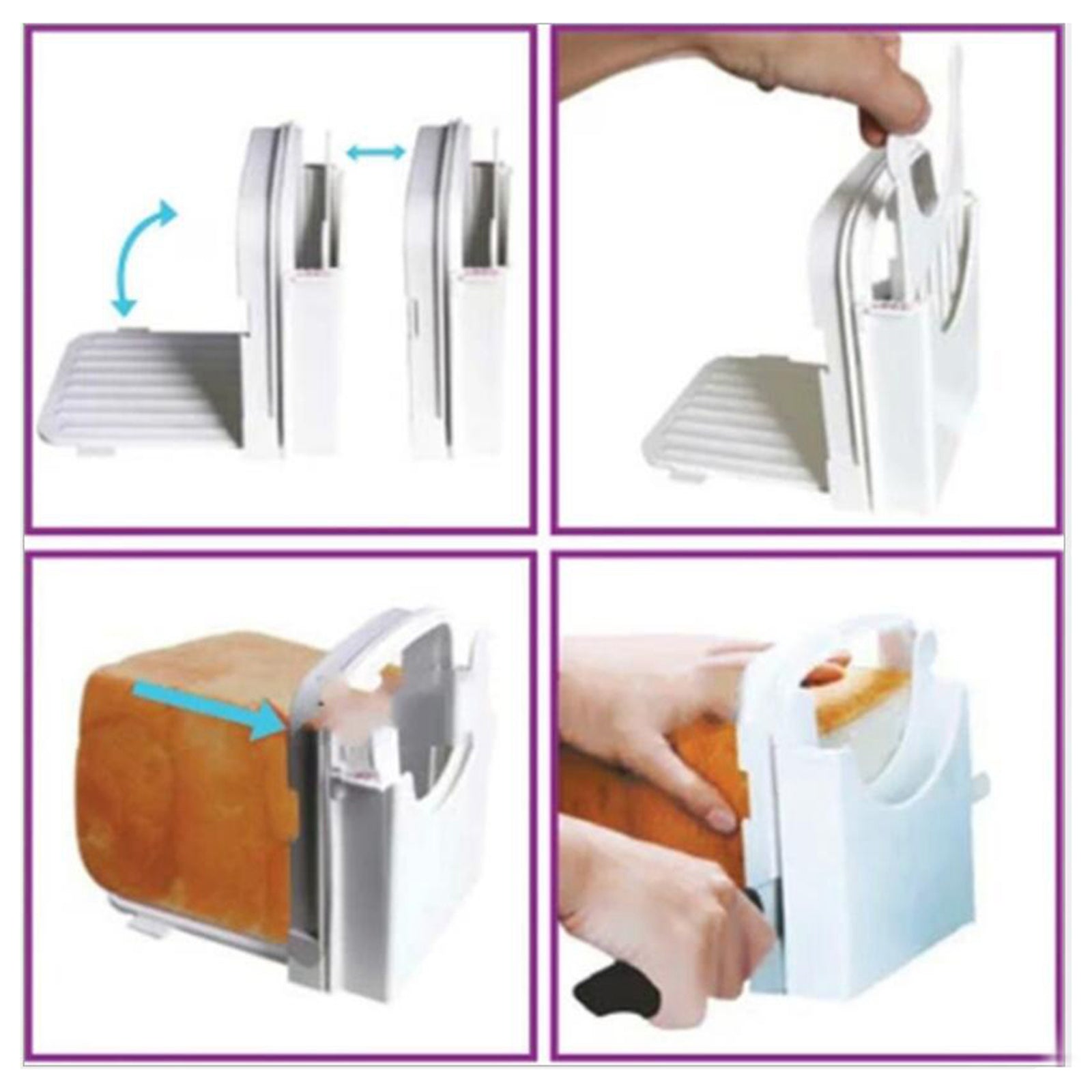 Adjustable Bread Slicer White Toast Slicer Cutting Guide Foldable