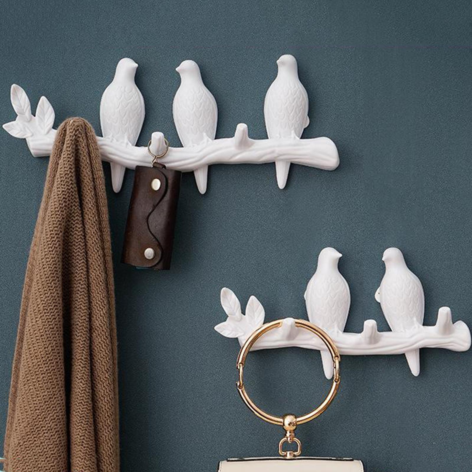 Creative Birds Wall-mounted Art Hanger Cap Holder Storage Home Decor Gift white 2 bird