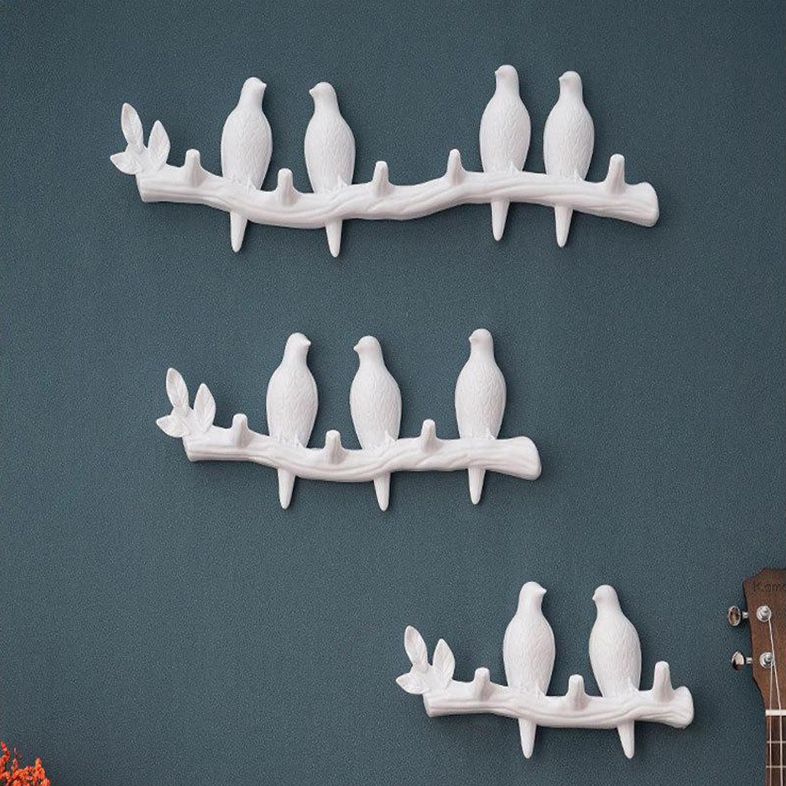 Creative Birds Wall-mounted Art Hanger Cap Holder Storage Home Decor Gift white 2 bird