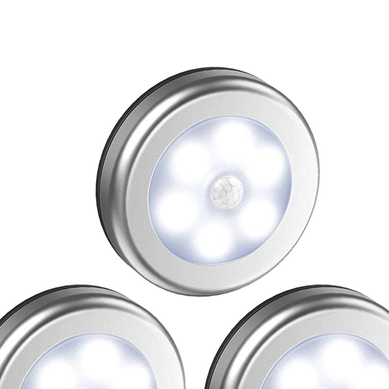 3x Infrared Motion Sensor 6 LED Light Wall Night Light Silver White Light
