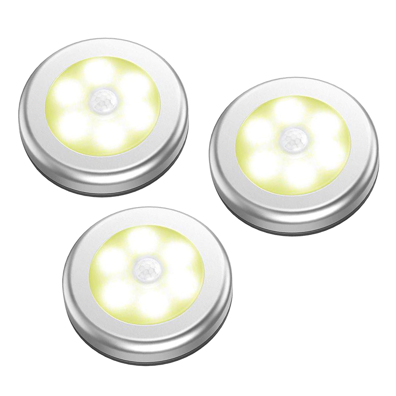3x Infrared Motion Sensor 6 LED Light Wall Night Light Silver Warm Light