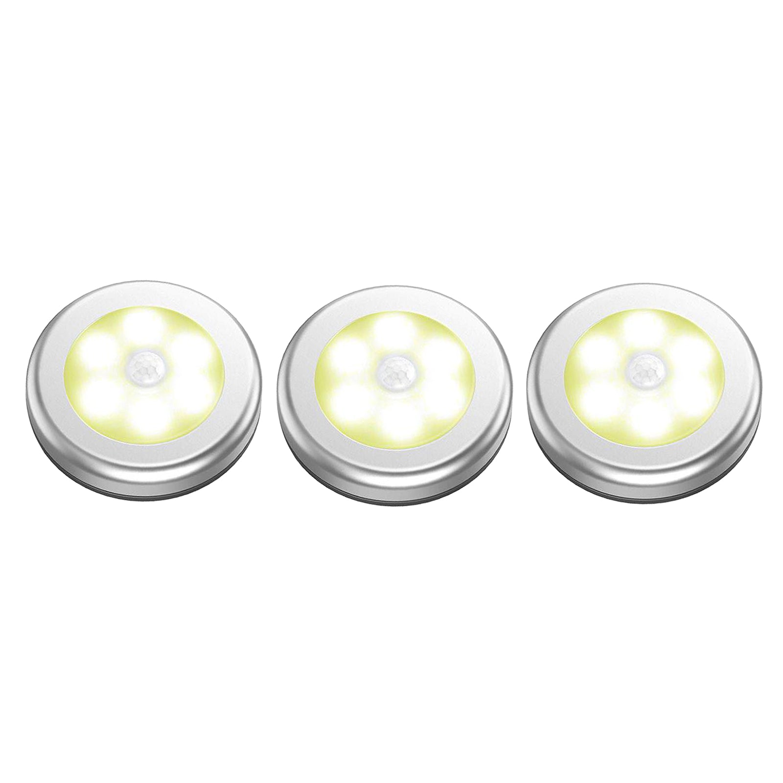3x Infrared Motion Sensor 6 LED Light Wall Night Light Silver Warm Light