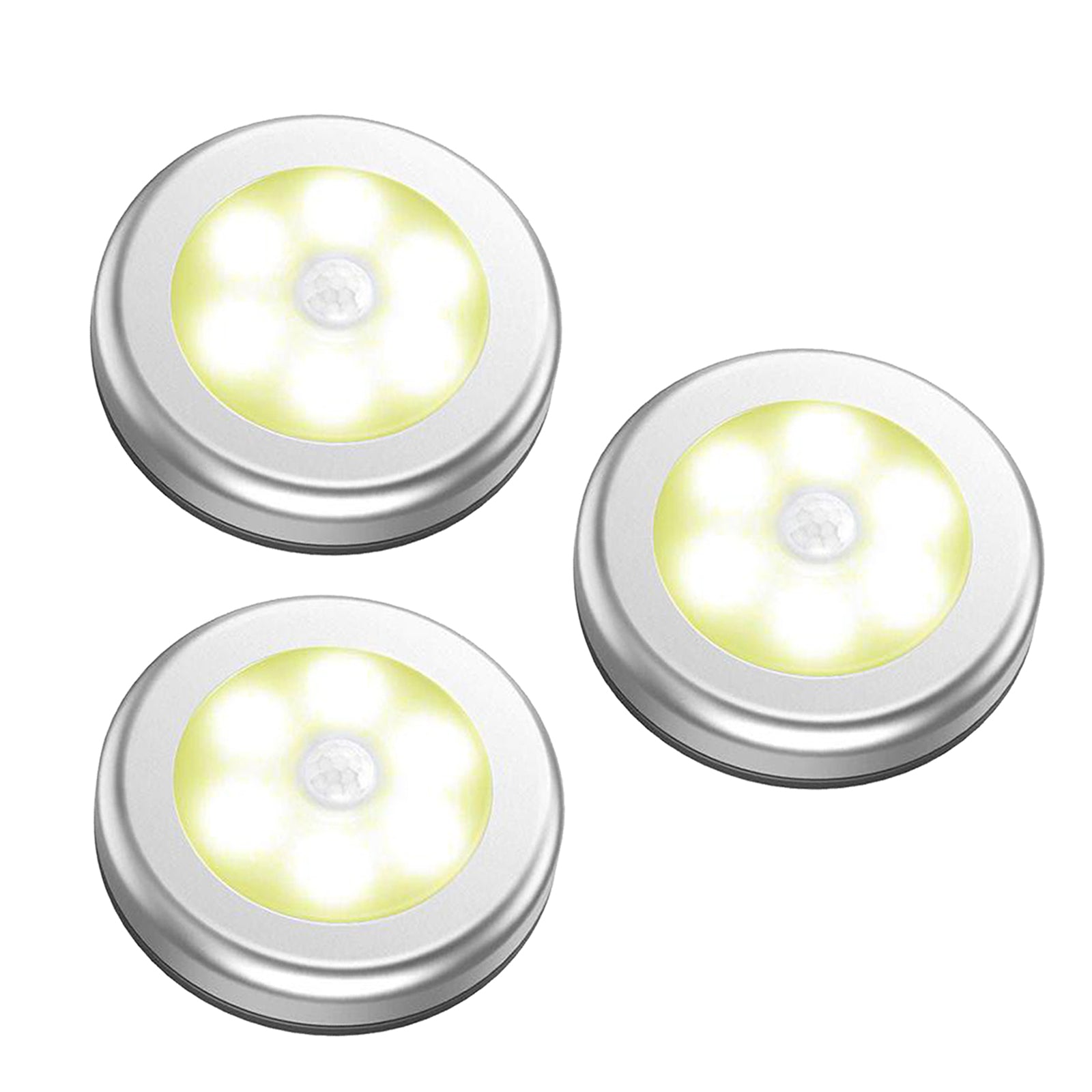 3x Infrared Motion Sensor 6 LED Light Wall Night Light Silver Warm Light