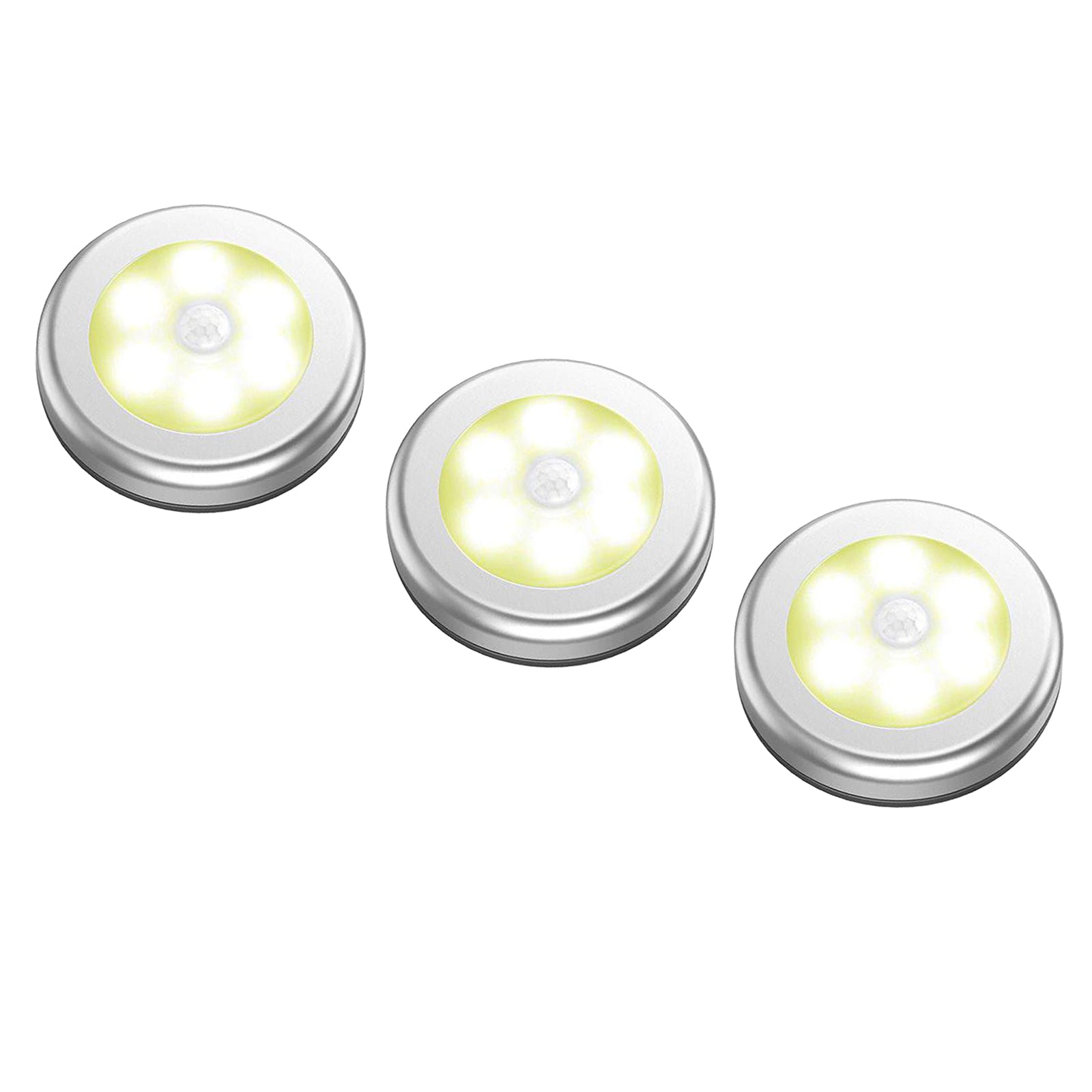 3x Infrared Motion Sensor 6 LED Light Wall Night Light Silver Warm Light