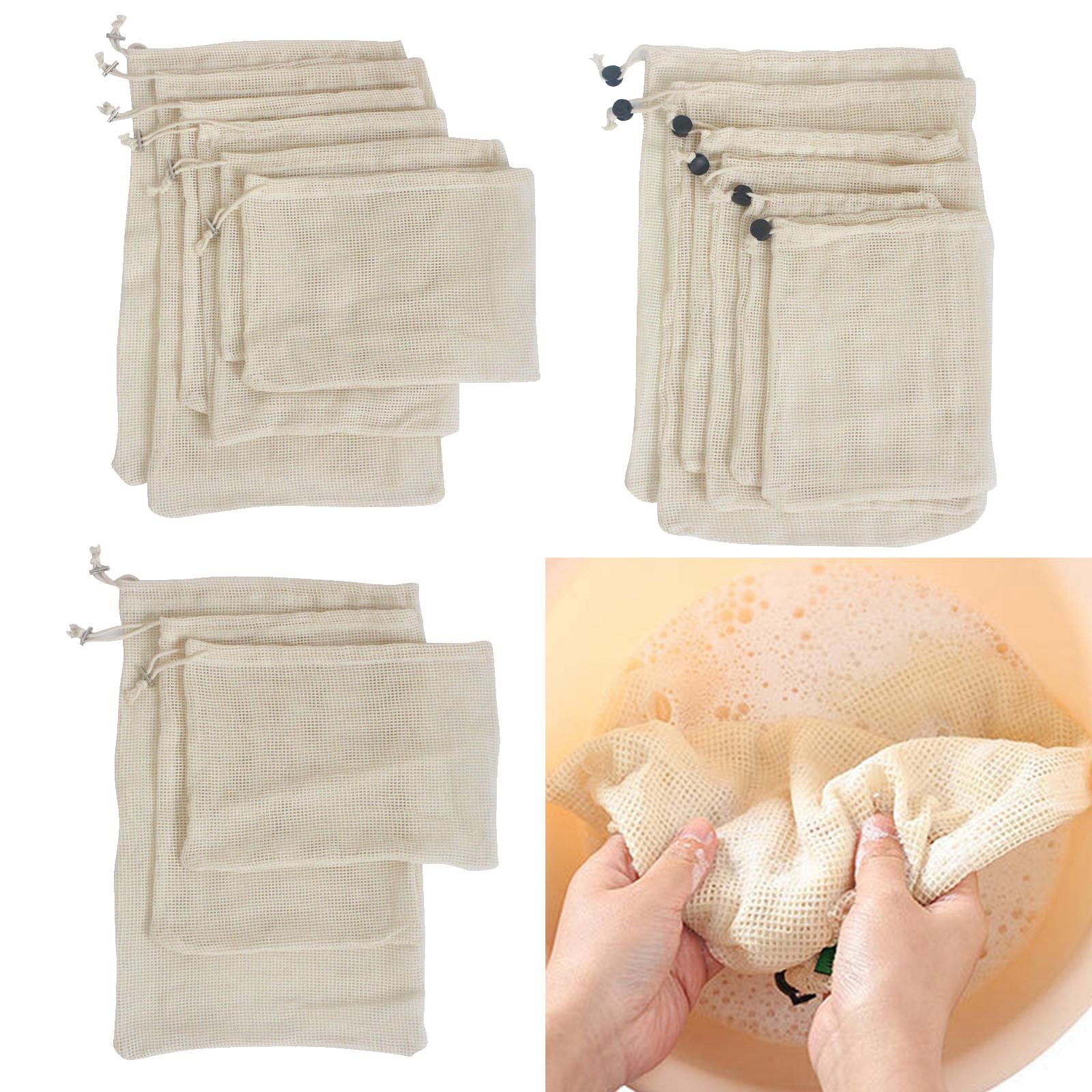 Cotton Mesh Vegetable Bags Produce Bag Storage Bag  6pcs Silver Buckle