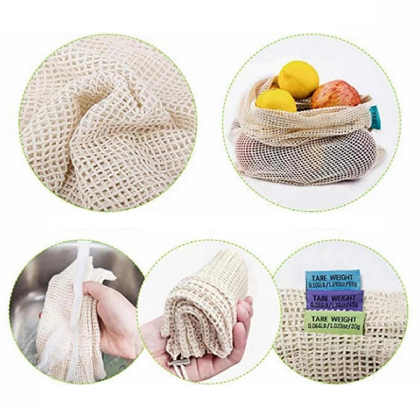 Cotton Mesh Vegetable Bags Produce Bag Storage Bag  6pcs Silver Buckle