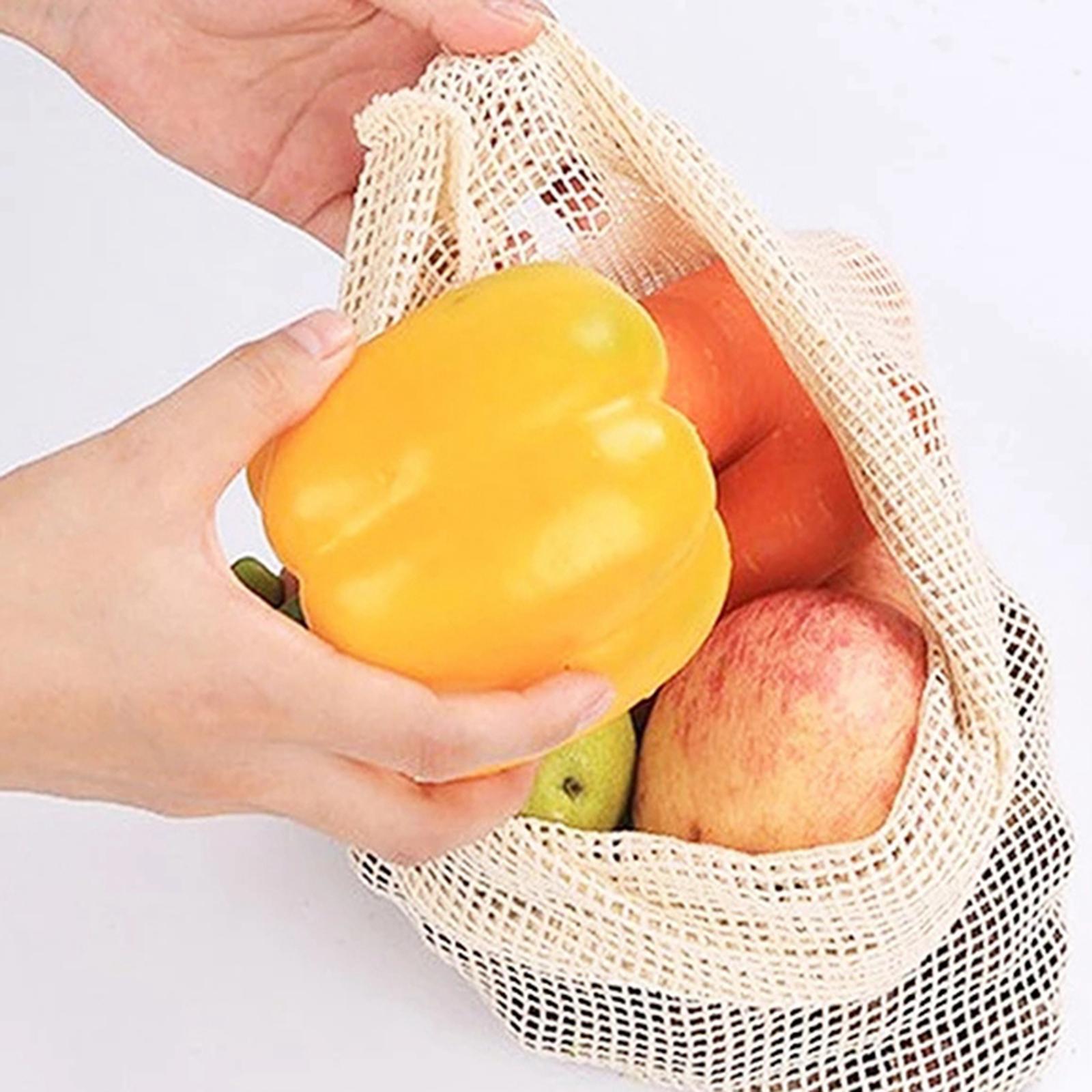 Cotton Mesh Vegetable Bags Produce Bag Storage Bag  3pcs Silver Buckle