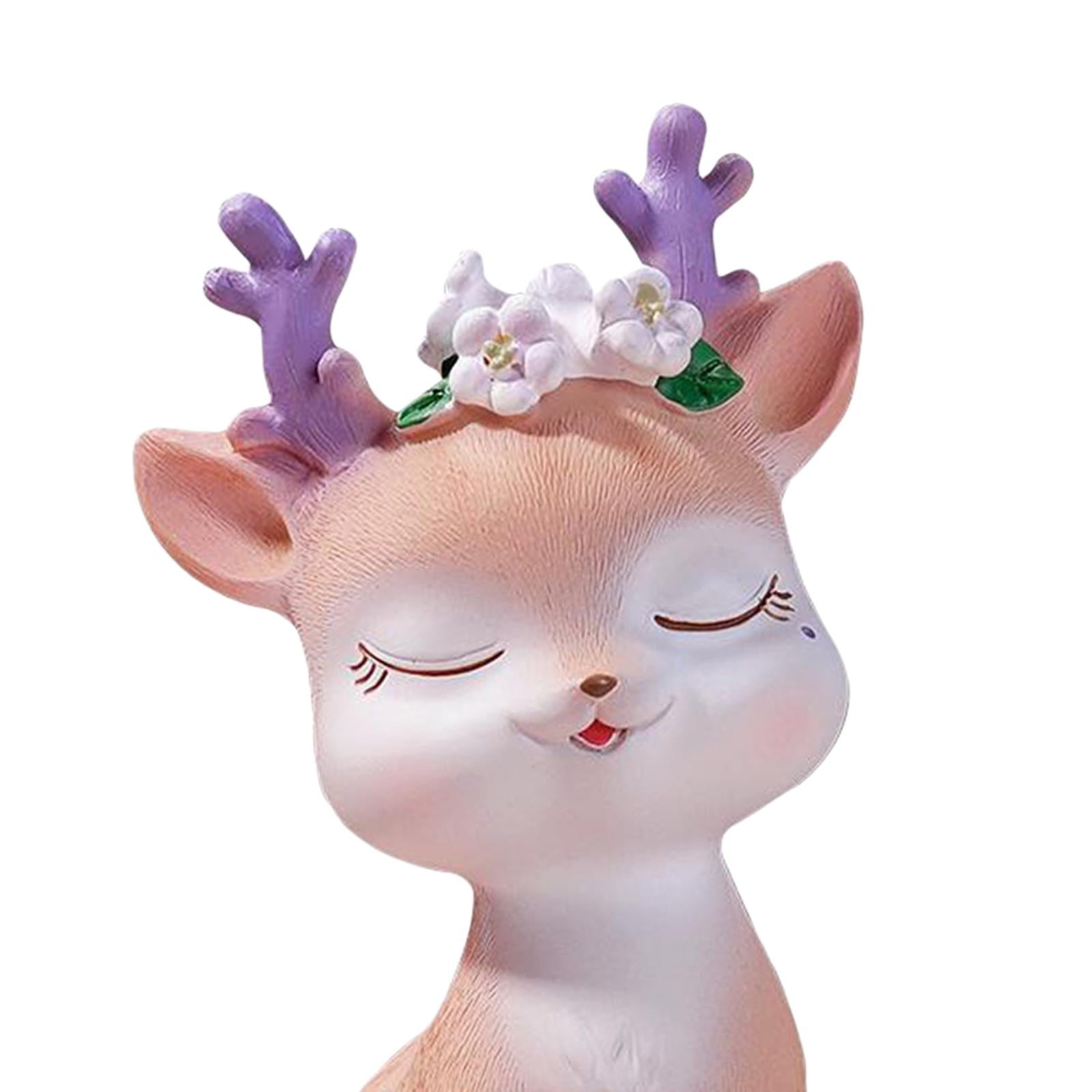 Resin Mini Deer Figurines Miniature Animal Statues Bonsai Garden Style 1