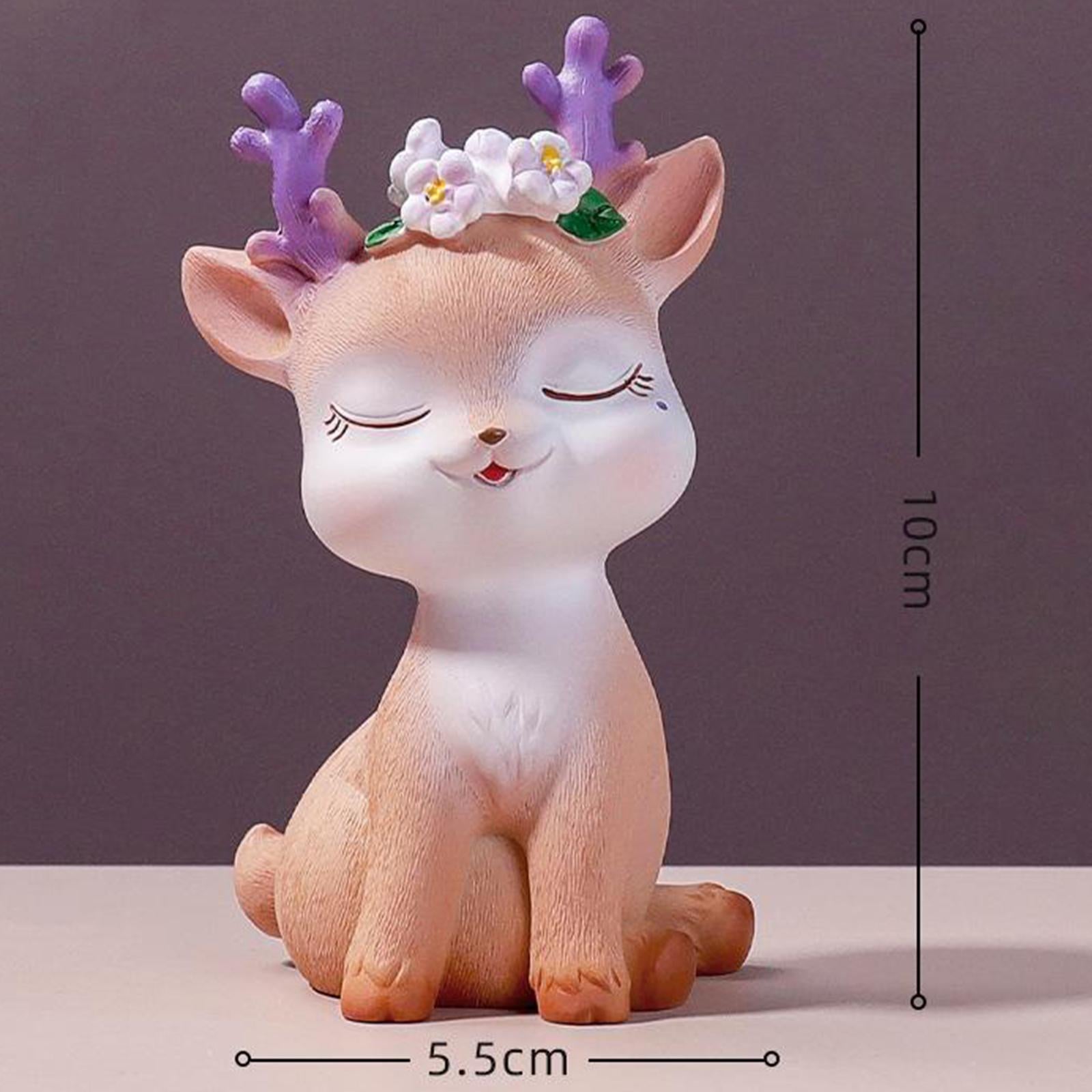 Resin Mini Deer Figurines Miniature Animal Statues Bonsai Garden Style 1