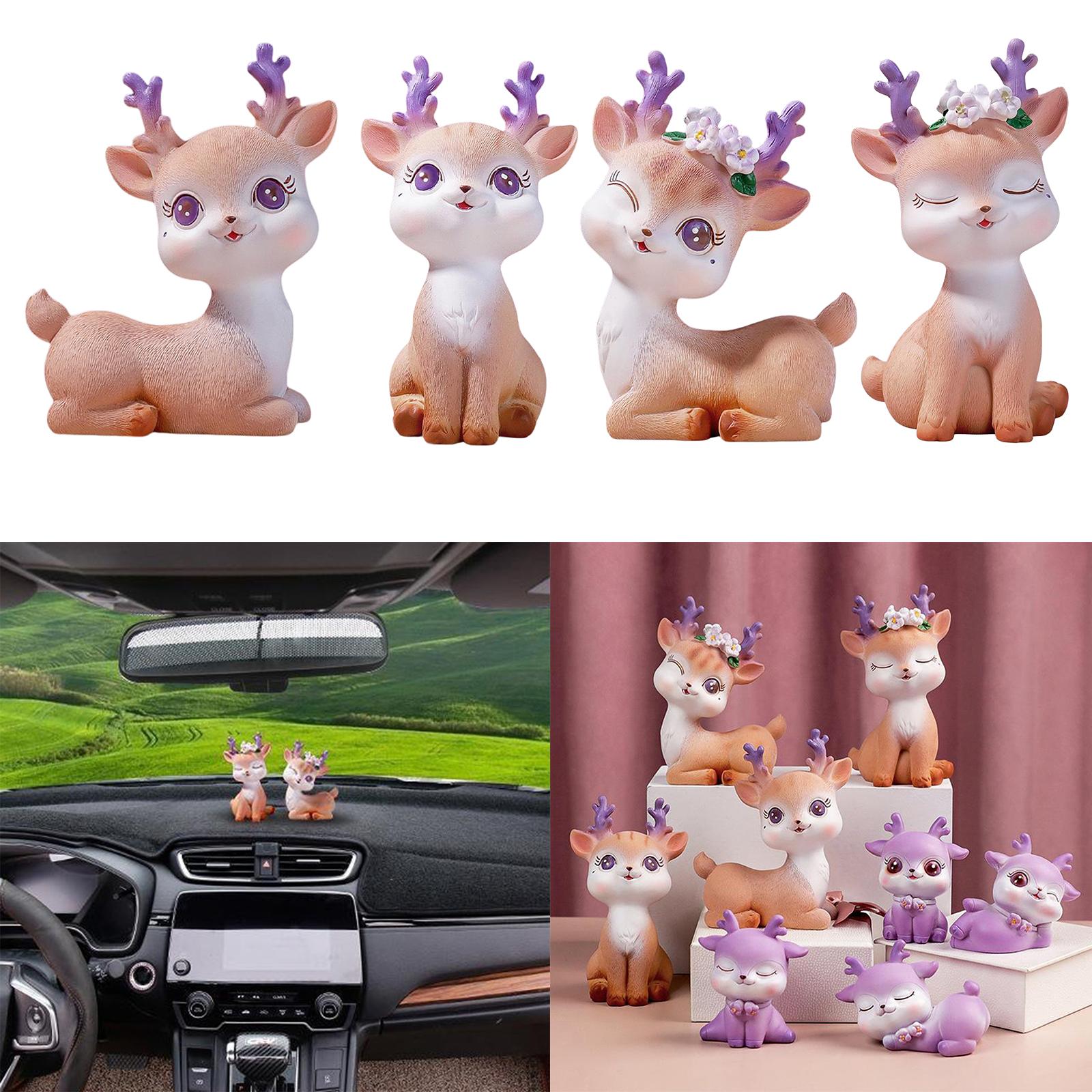 Resin Mini Deer Figurines Miniature Animal Statues Bonsai Garden Style 1
