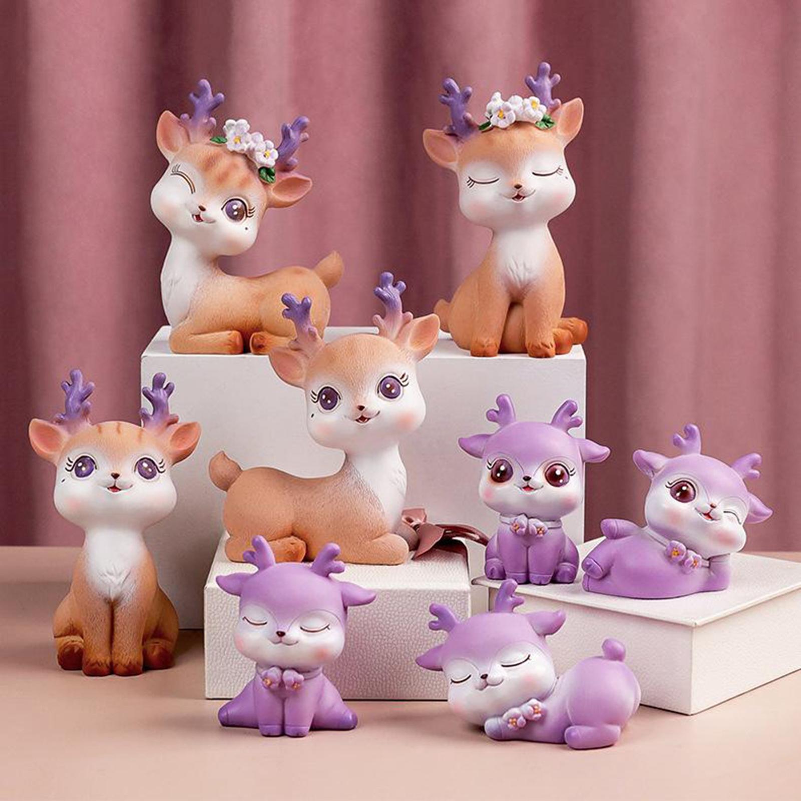 Resin Mini Deer Figurines Miniature Animal Statues Bonsai Garden Style 2