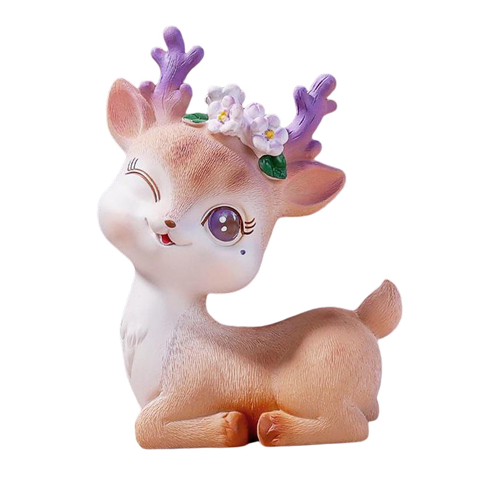 Resin Mini Deer Figurines Miniature Animal Statues Bonsai Garden Style 2