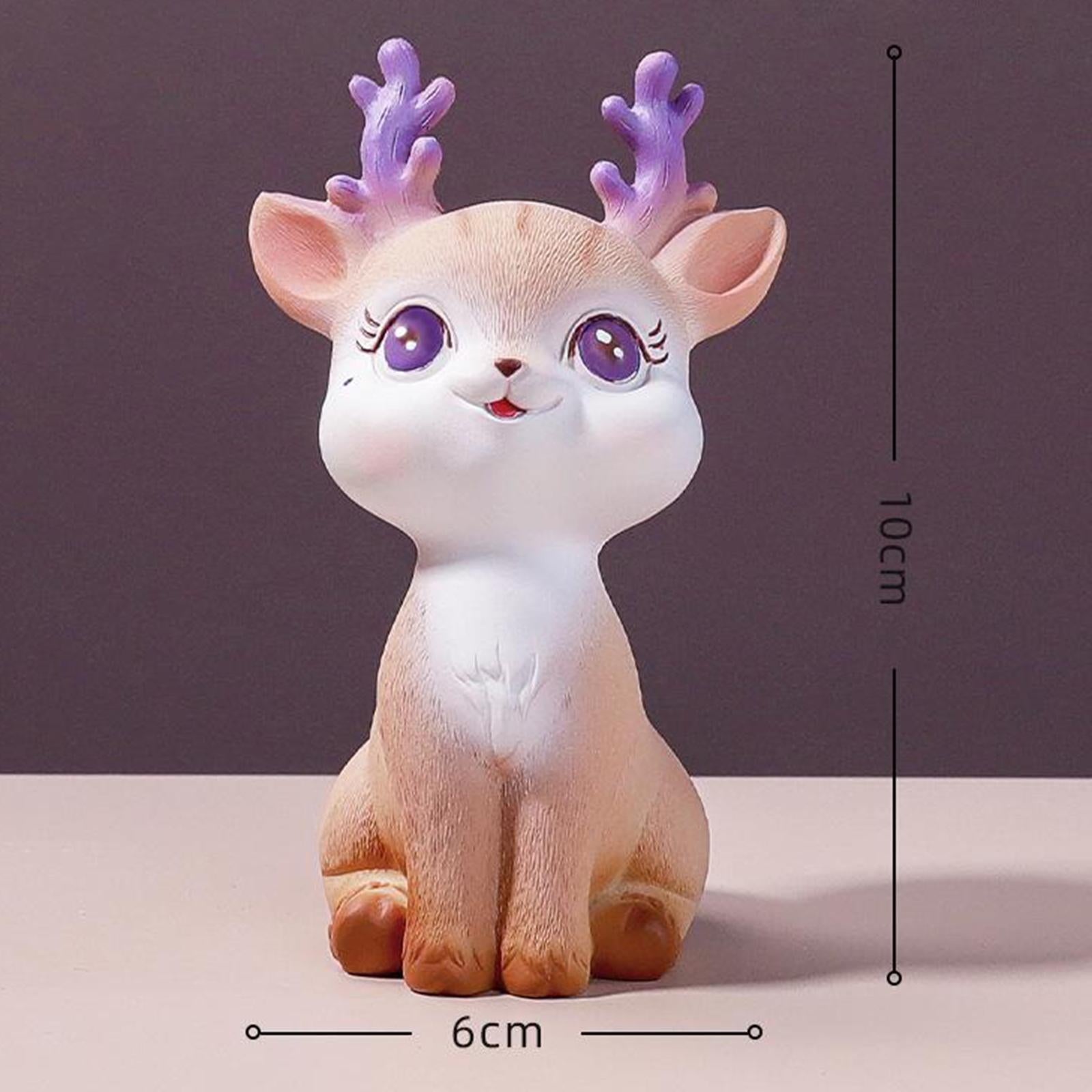 Resin Mini Deer Figurines Miniature Animal Statues Bonsai Garden Style 3