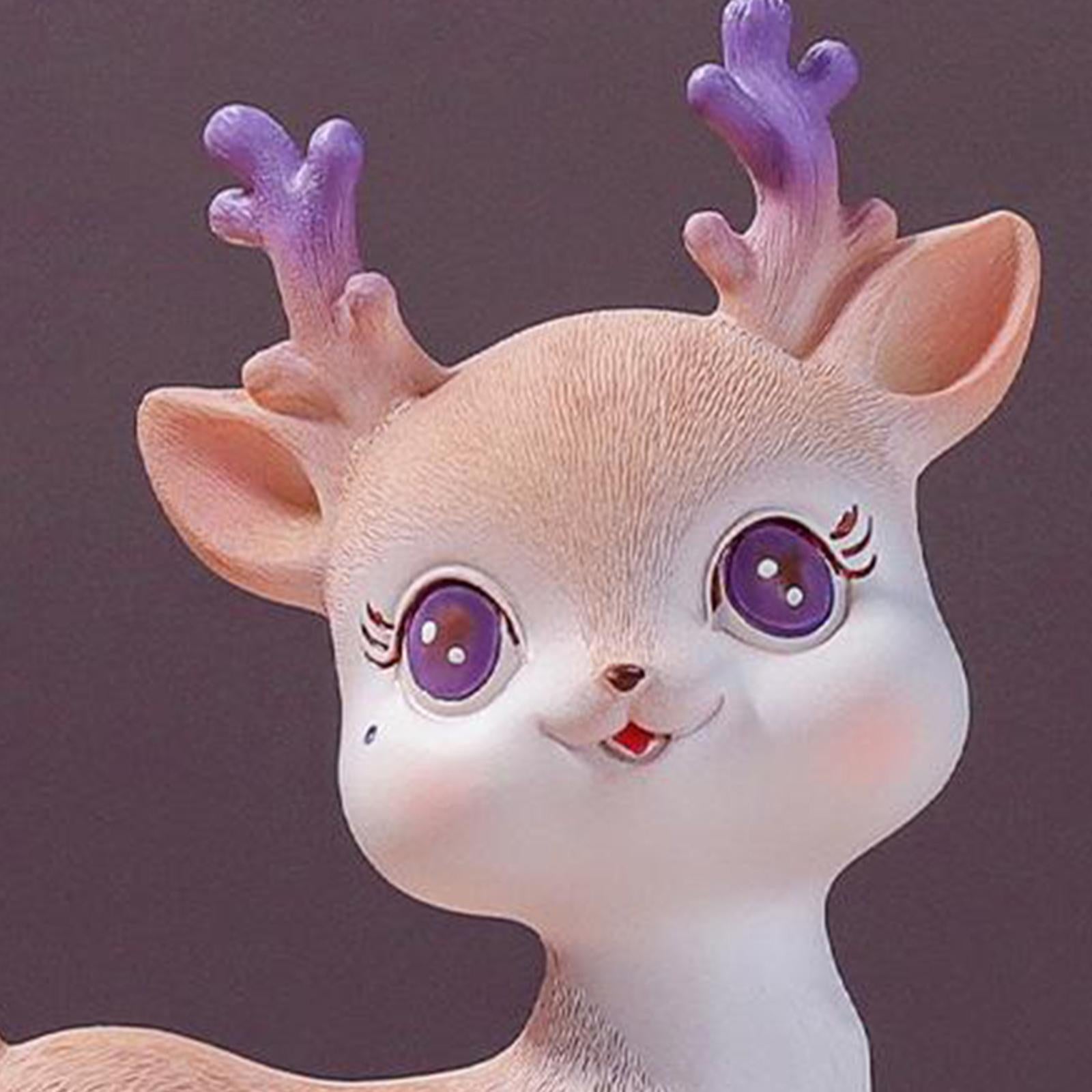 Resin Mini Deer Figurines Miniature Animal Statues Bonsai Garden Style 4