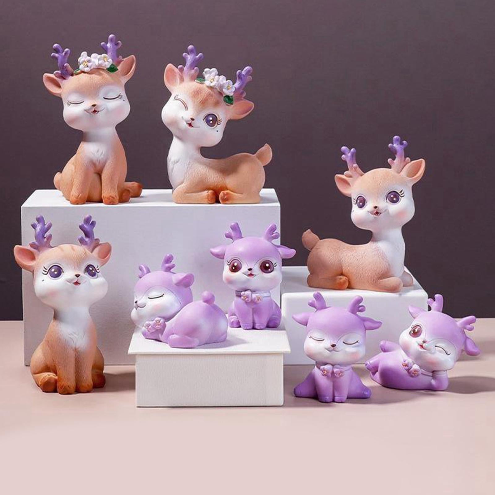 Resin Mini Deer Figurines Miniature Animal Statues Bonsai Garden Style 4