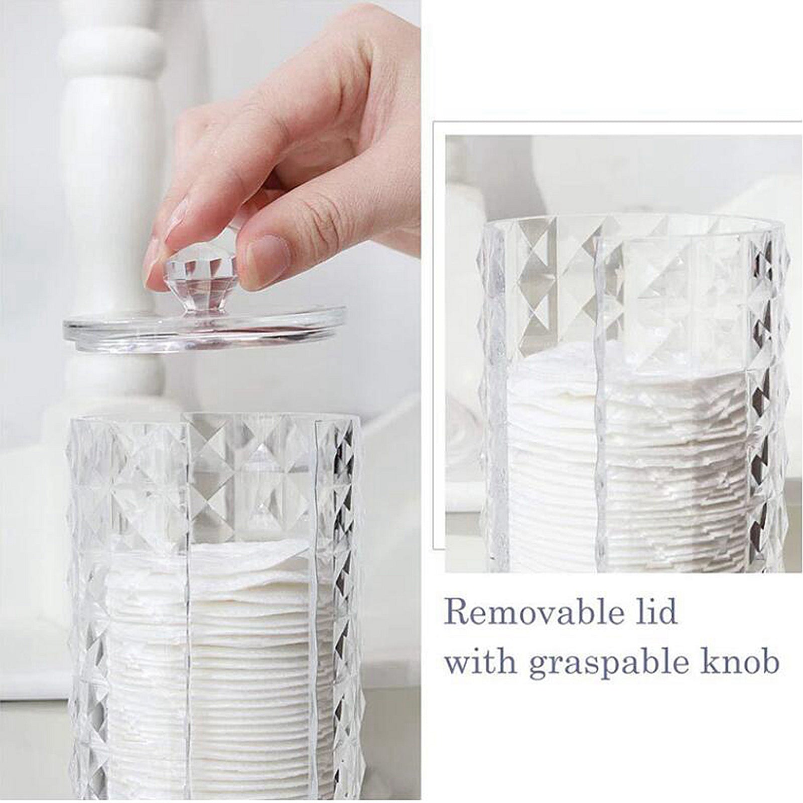 Cotton Pads Holder Organizer Clear Acrylic Make-up Remover Pads Container