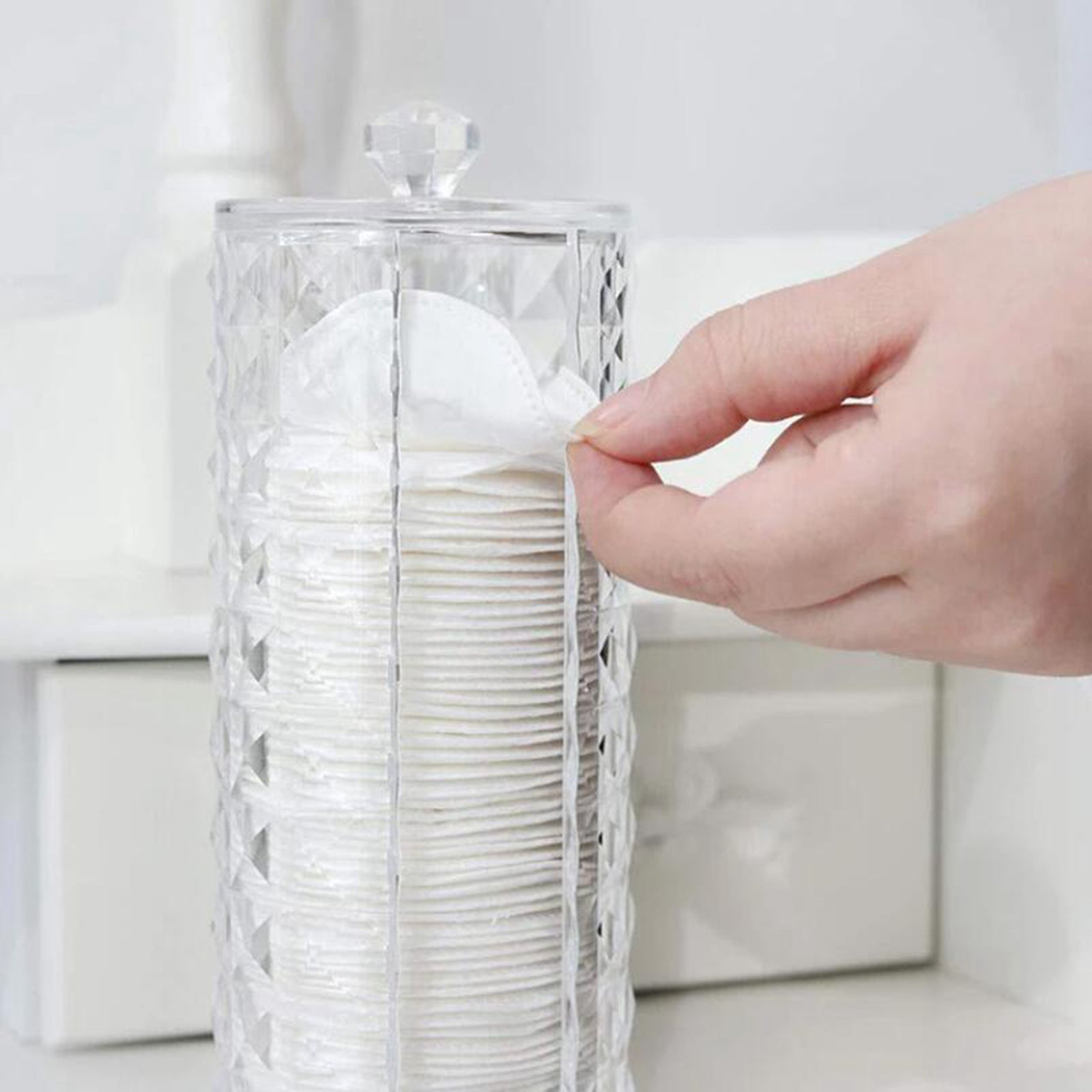 Cotton Pads Holder Organizer Clear Acrylic Make-up Remover Pads Container