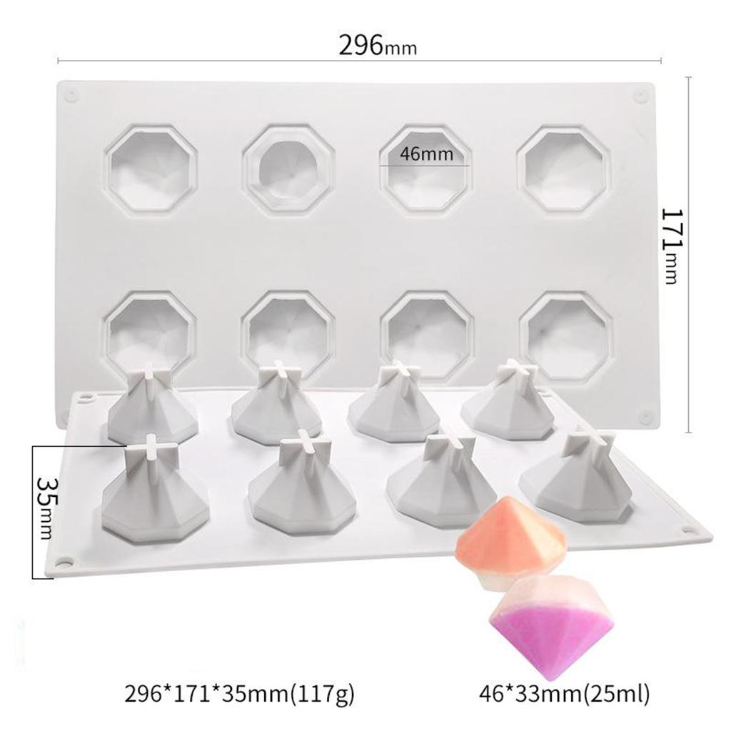 Diamond Silicone Mold Hot Chocolate Bomb Ice Cube Tool Making Mould 8 Hole A