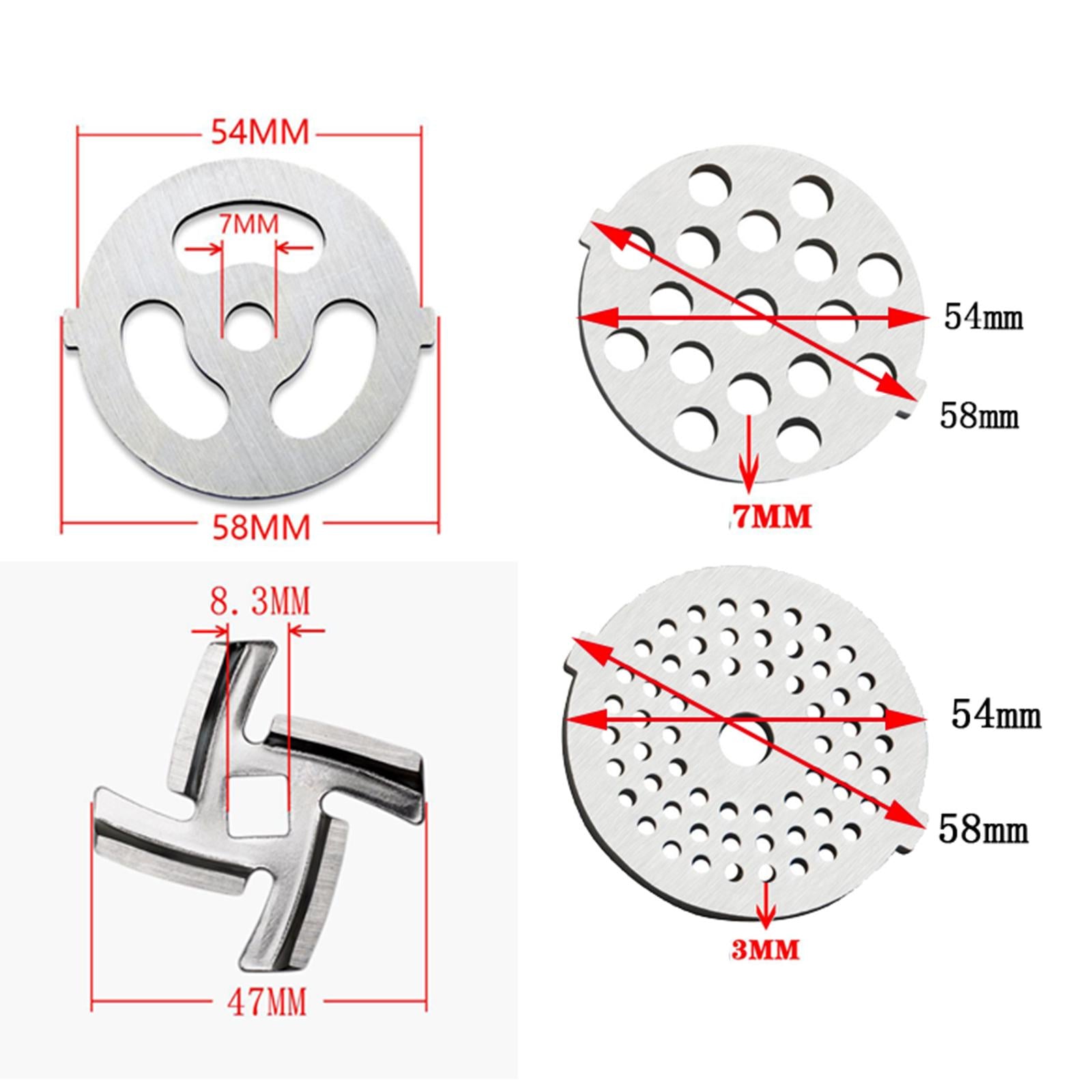 Stainless Steel Meat Grinder Plates Discs and Blade for Food Chopper 8pcs