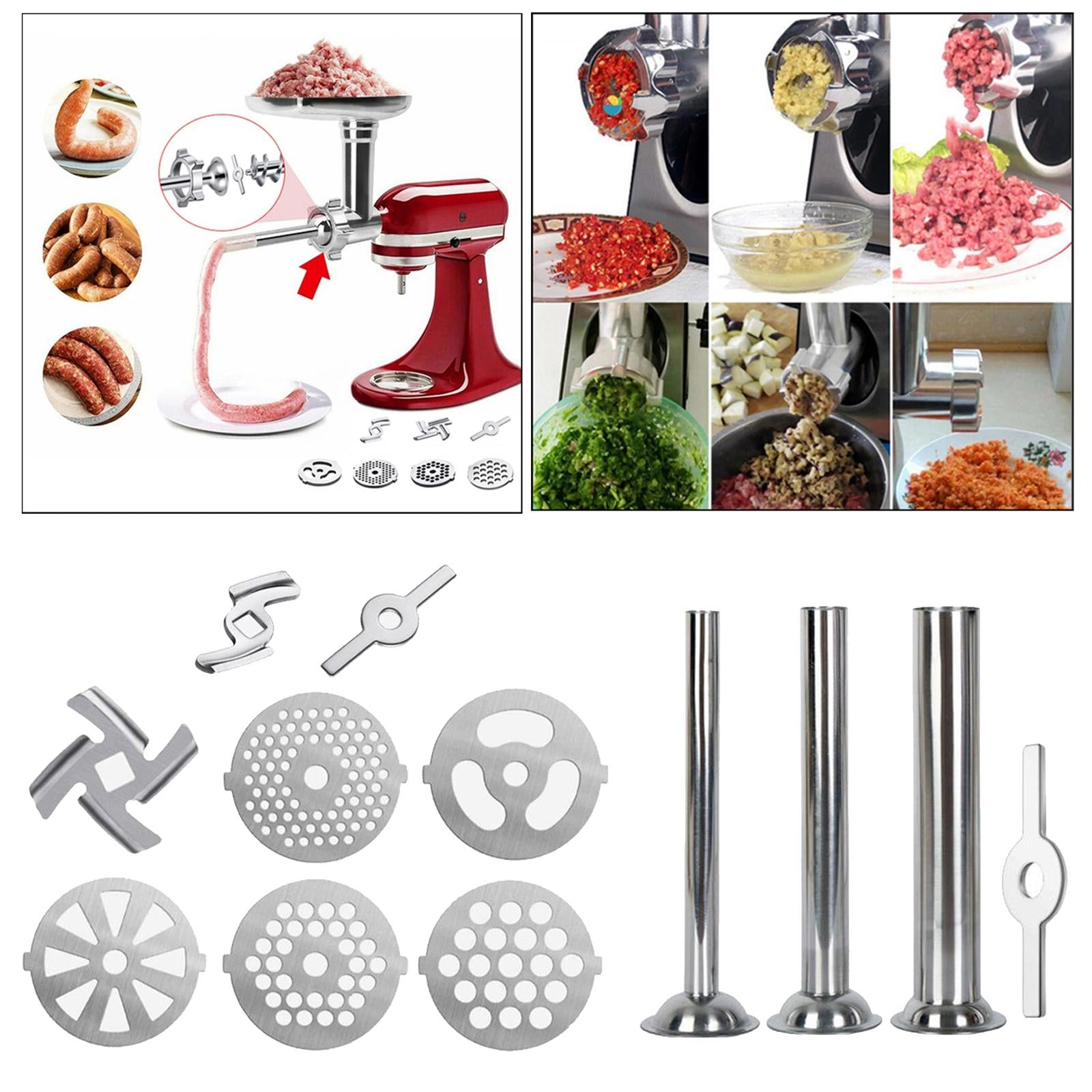 Stainless Steel Meat Grinder Plates Discs and Blade for Food Chopper 8pcs