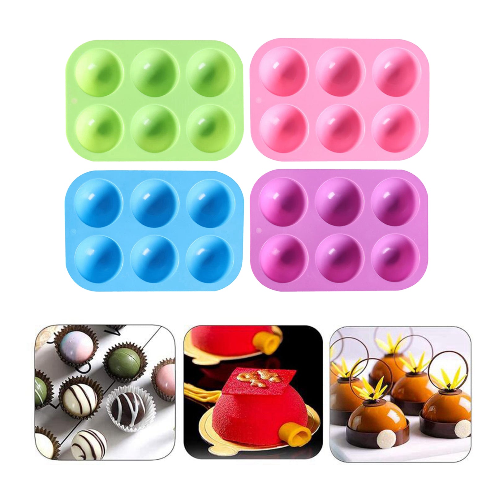 6 Hole Silicone Mold Muffin Pan for Jelly Bread Cookie Baking Tools Purple