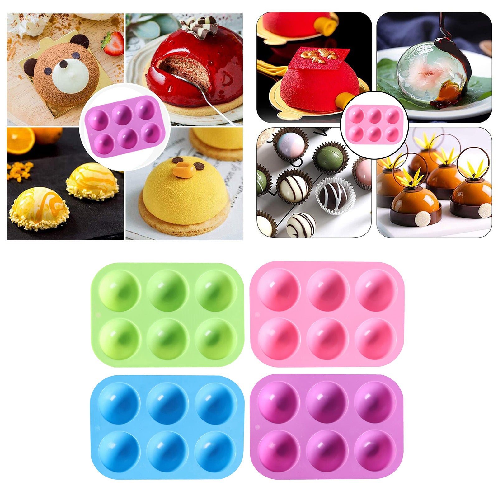 6 Hole Silicone Mold Muffin Pan for Jelly Bread Cookie Baking Tools Purple
