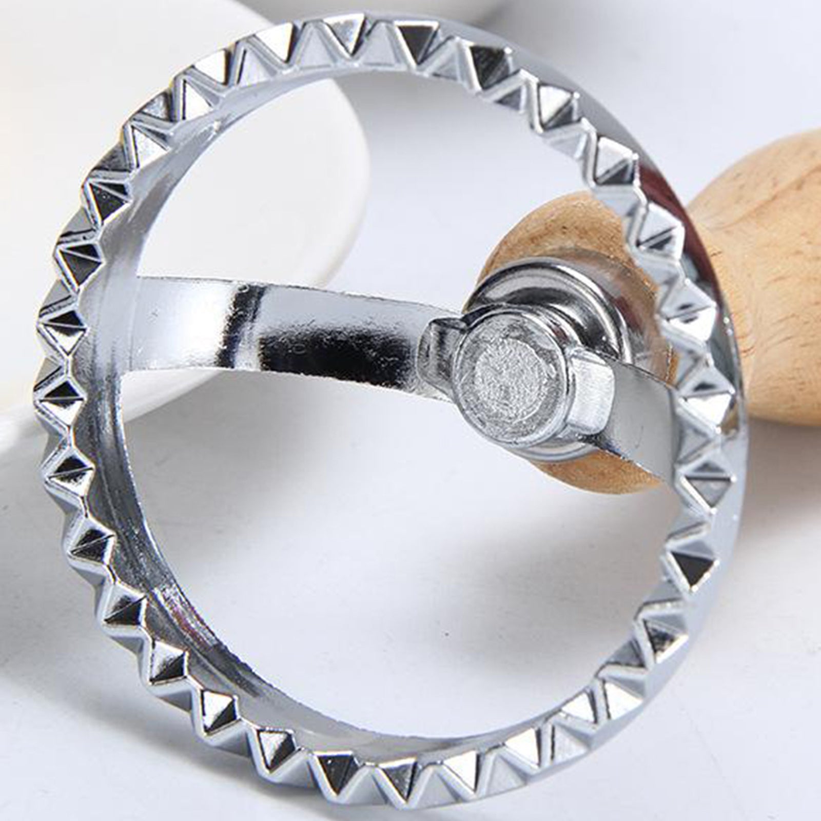Steel Ravioli Stamp Maker Cutter Pasta Maker Mold & Wooden Handle Round