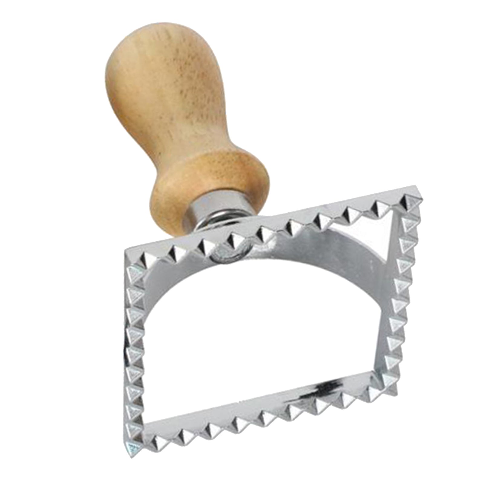 Steel Ravioli Stamp Maker Cutter Pasta Maker Mold & Wooden Handle Square
