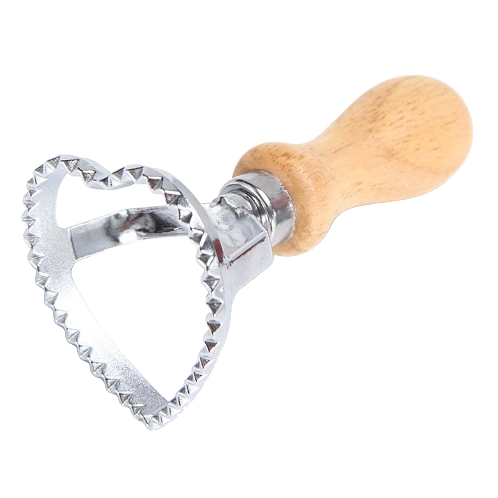 Steel Ravioli Stamp Maker Cutter Pasta Maker Mold & Wooden Handle Heart