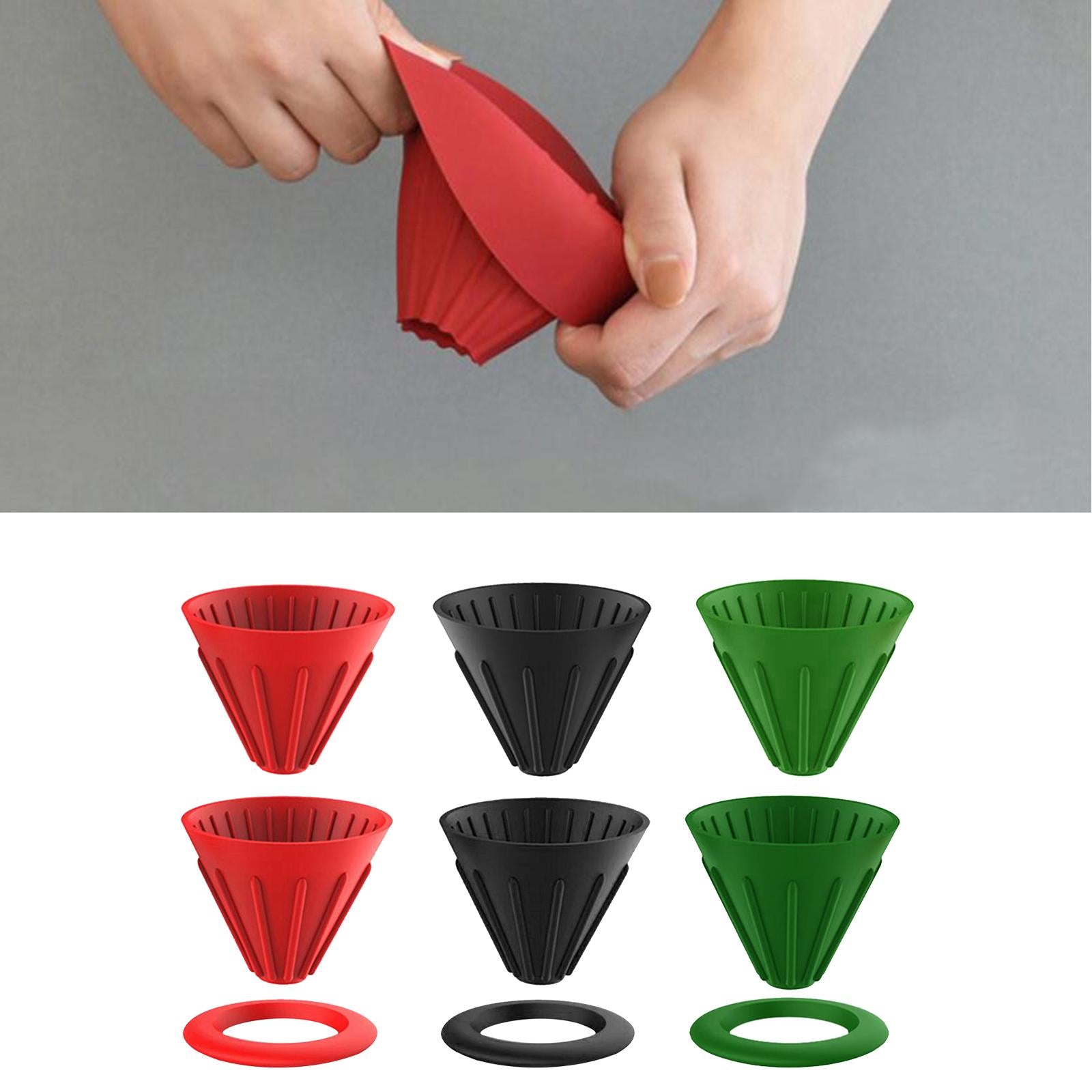 Silicone Coffee Dripper Cone for Home Office Camping RV Red