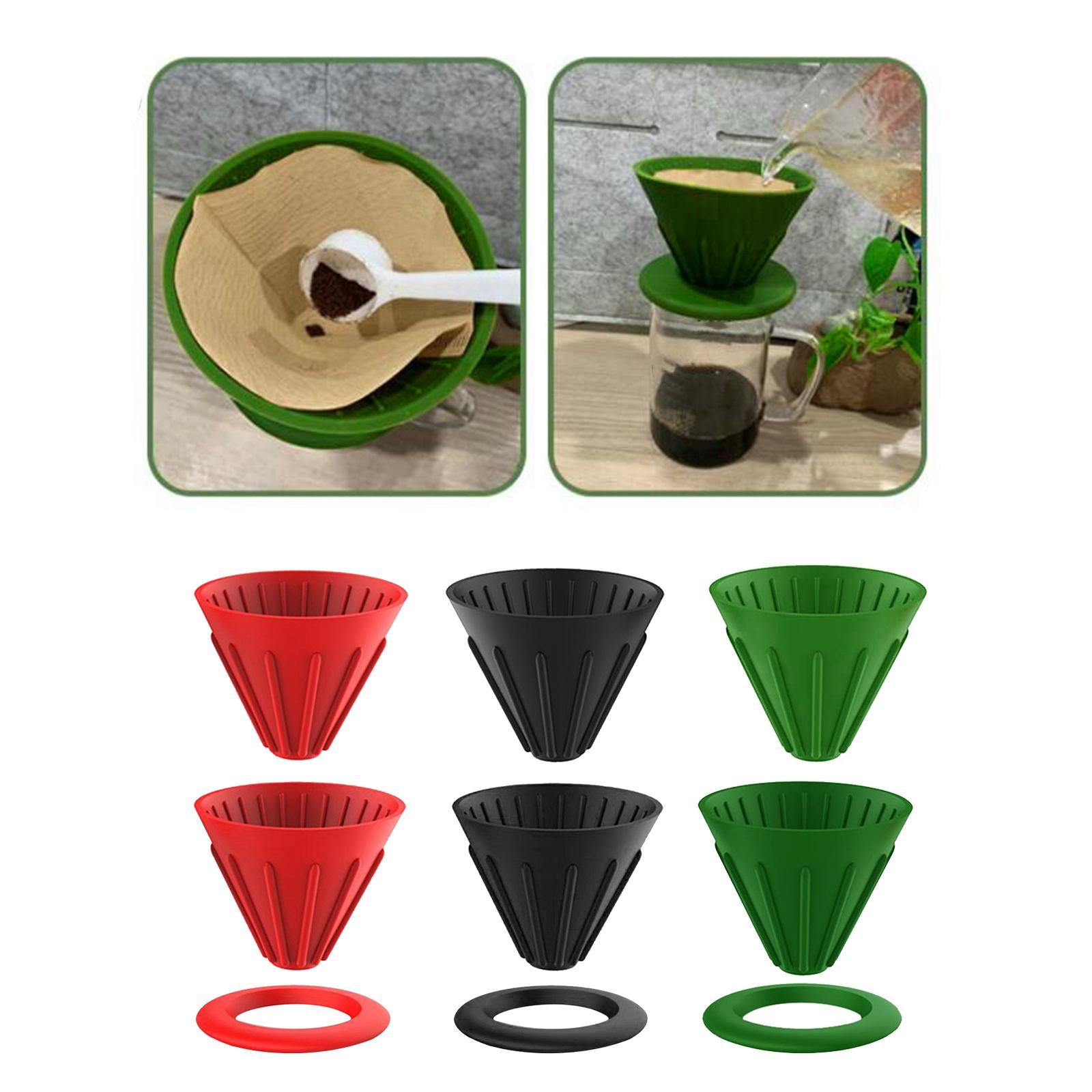 Silicone Coffee Dripper Cone for Home Office Camping RV Red