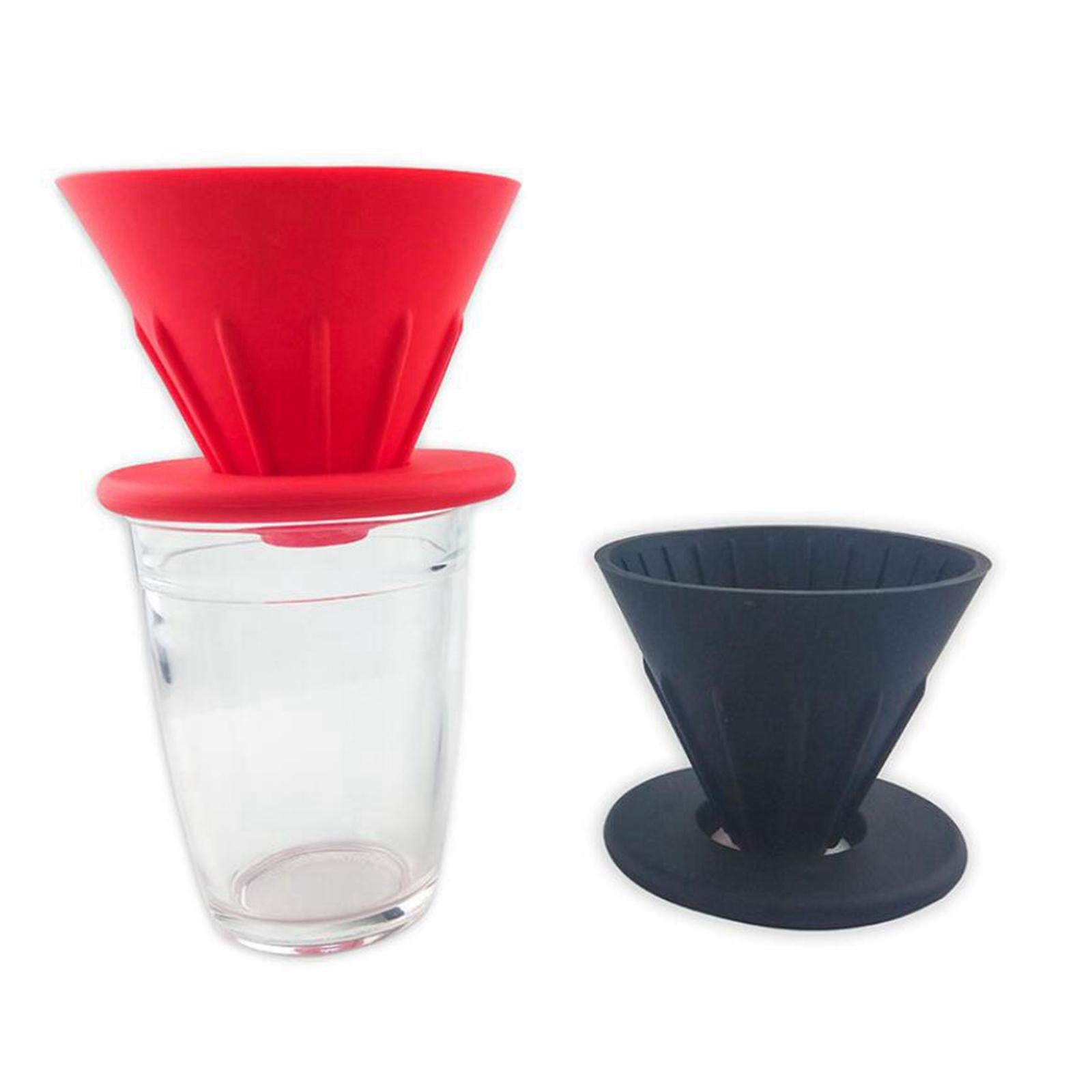 Silicone Coffee Dripper Cone for Home Office Camping RV Red with Ring