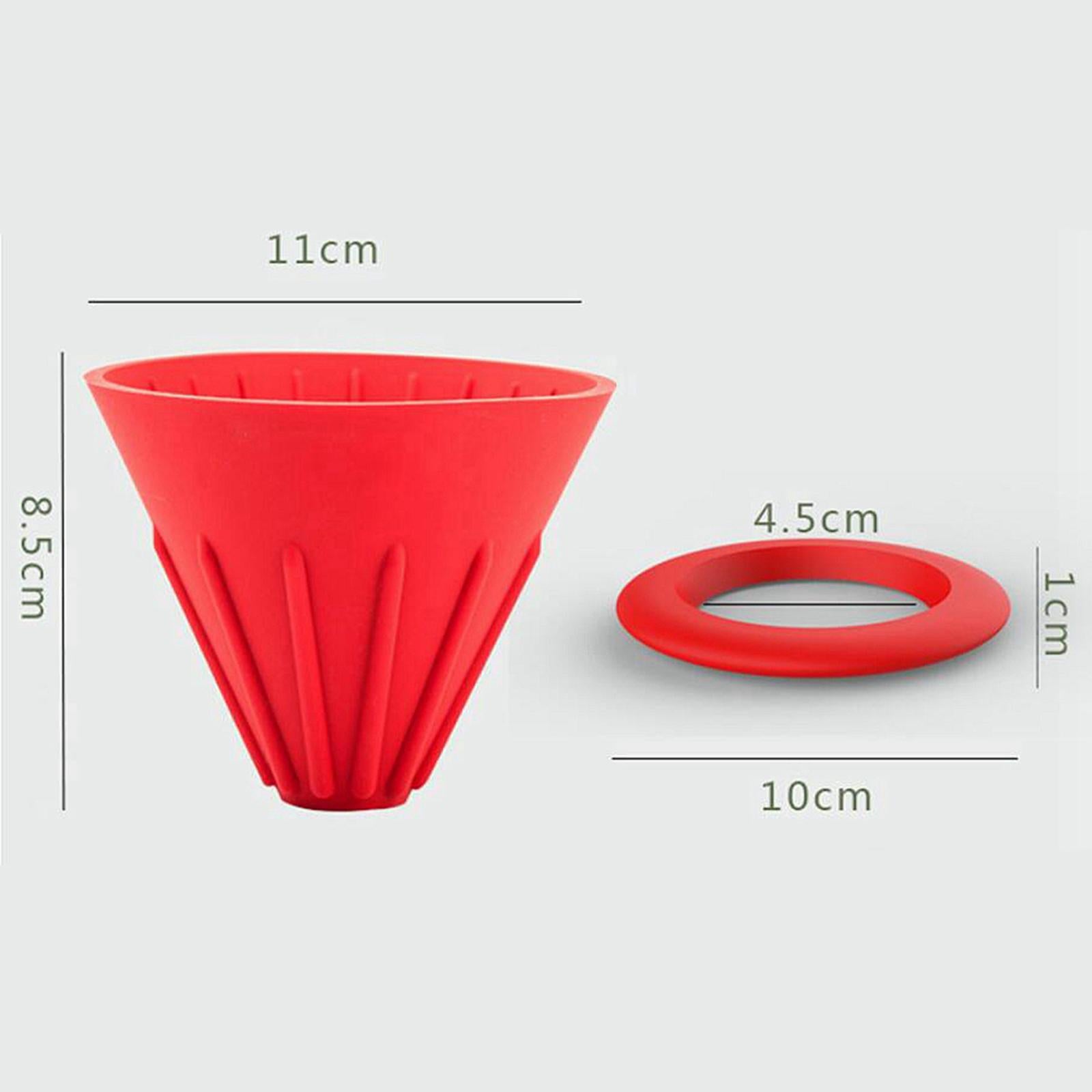 Silicone Coffee Dripper Cone for Home Office Camping RV Red with Ring