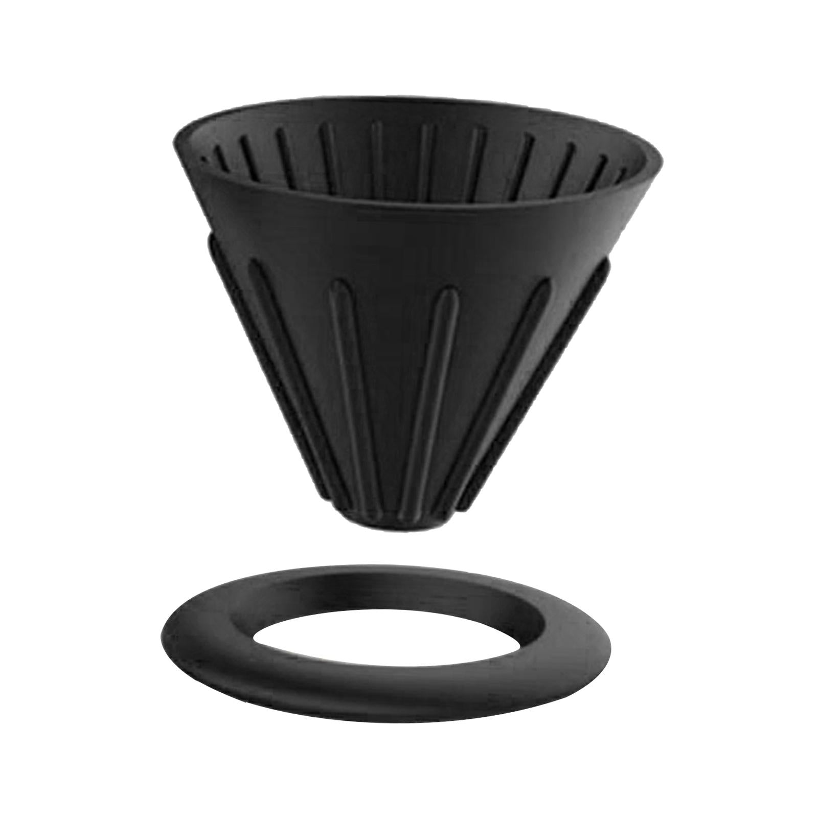 Silicone Coffee Dripper Cone for Home Office Camping RV Black with Ring