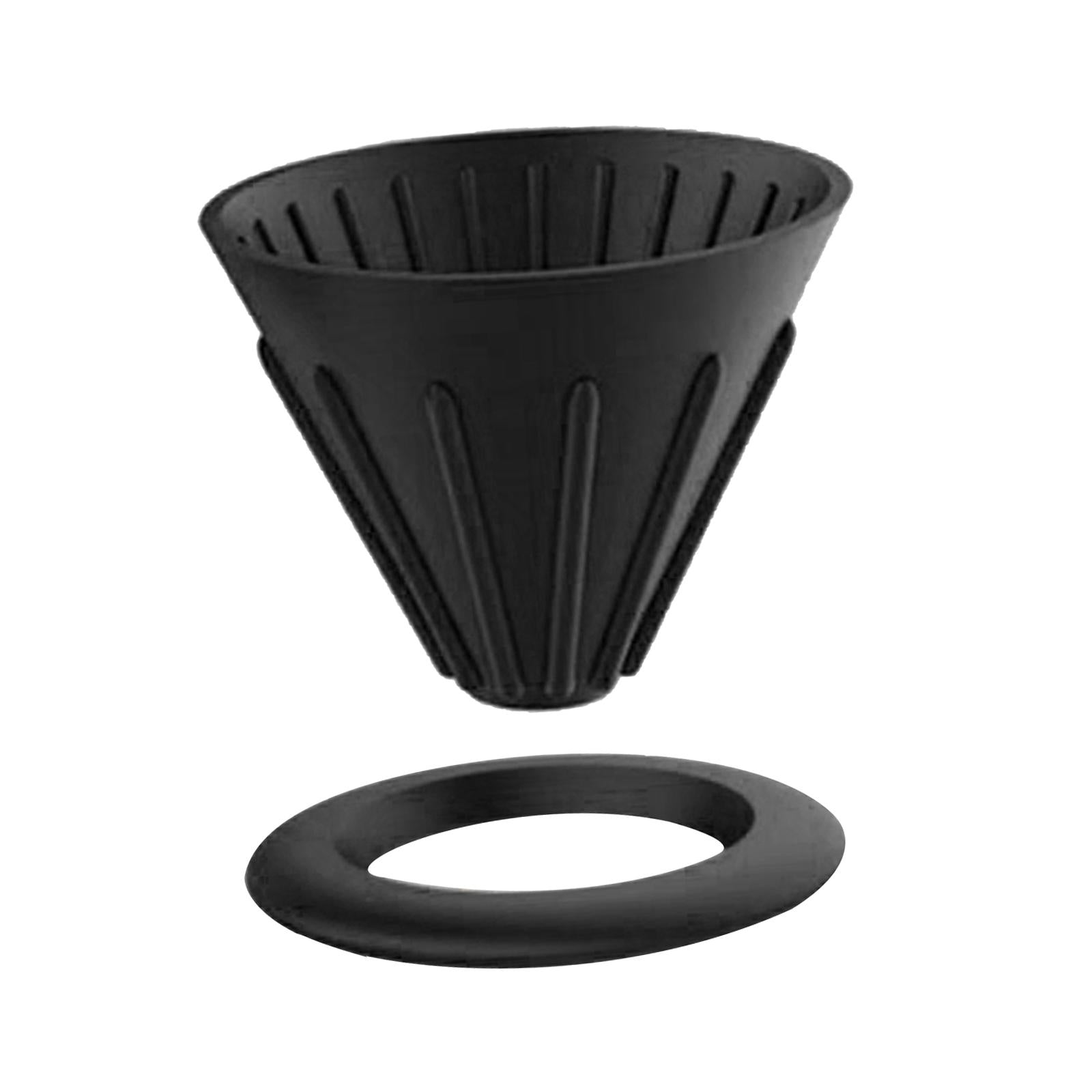 Silicone Coffee Dripper Cone for Home Office Camping RV Black with Ring