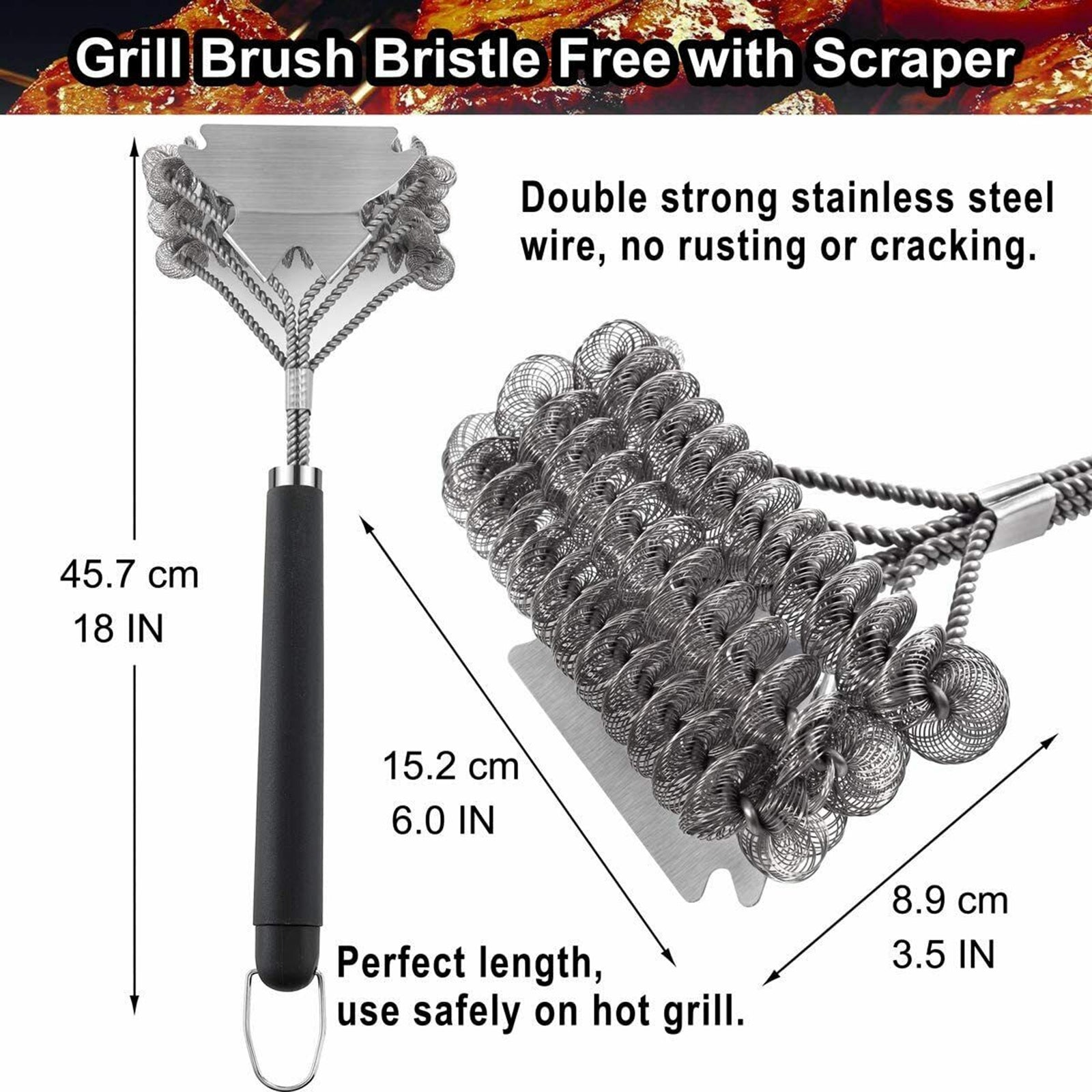 Remover Grill Brush BBQ Charcoal Oven Cleaning Scraper Remove Grease Grime