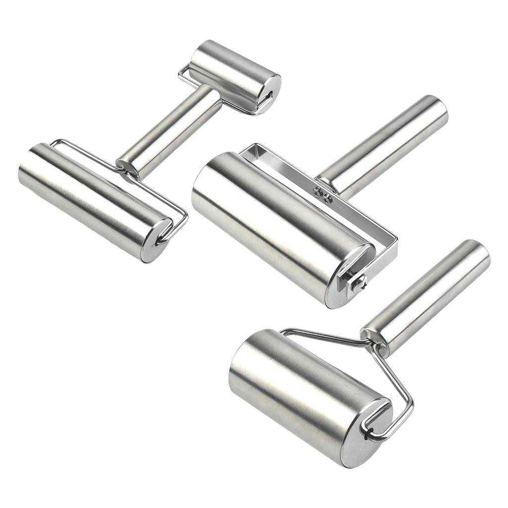 Pizza Pastry Baking Dough Roller Rolling Pin Stainless Steel Dual Roller
