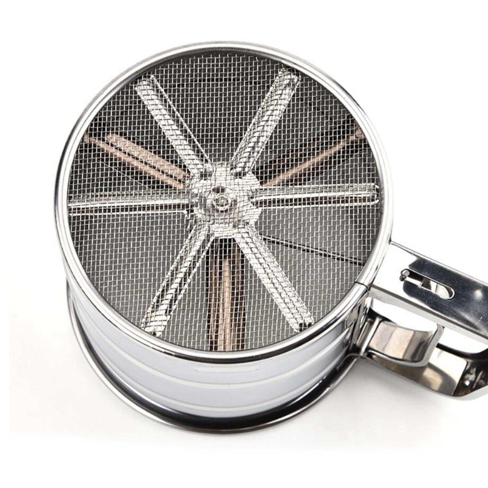 Flour Sifter Hand Crank Shaker with Handle Mesh Sieves Single Layer