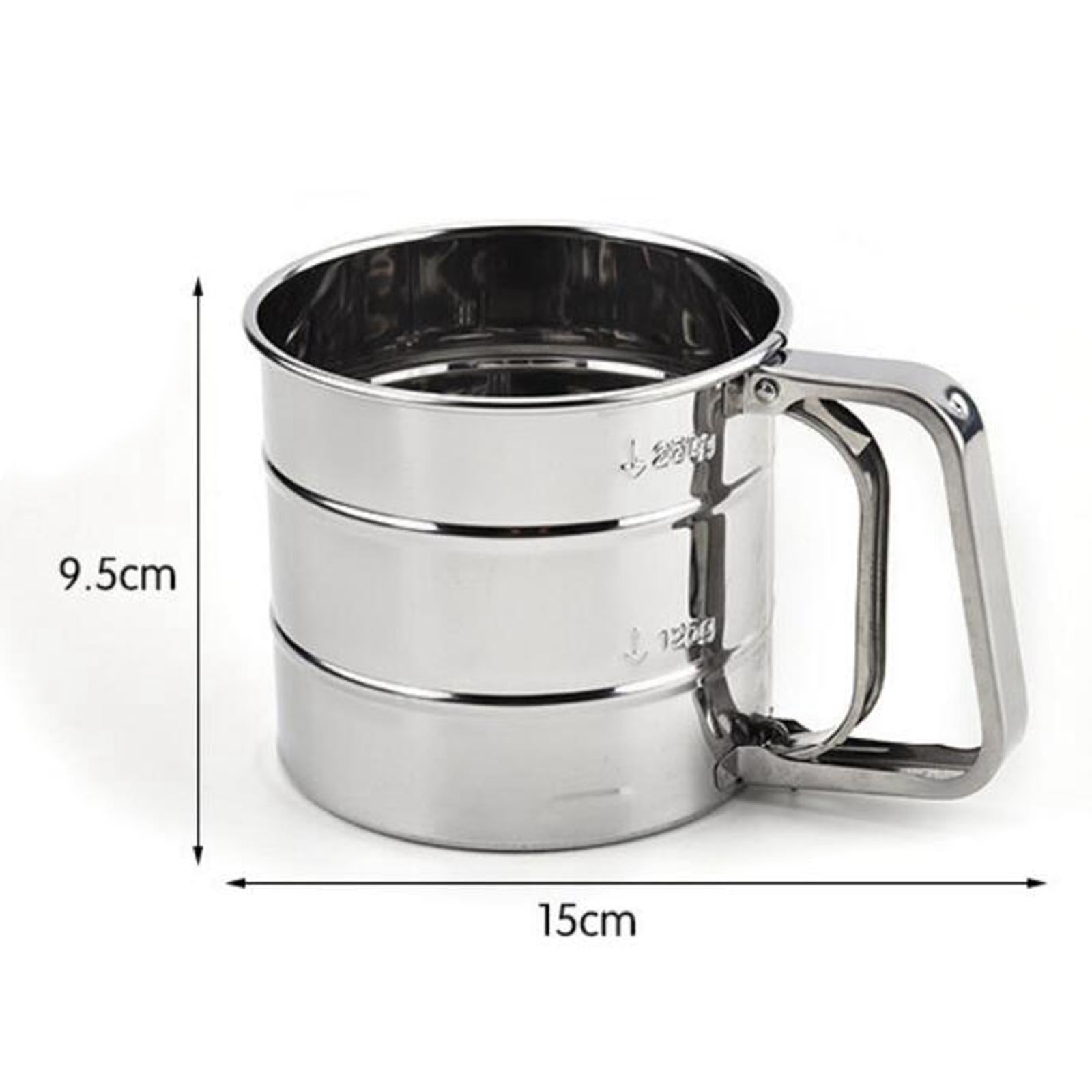 Flour Sifter Hand Crank Shaker with Handle Mesh Sieves Single Layer