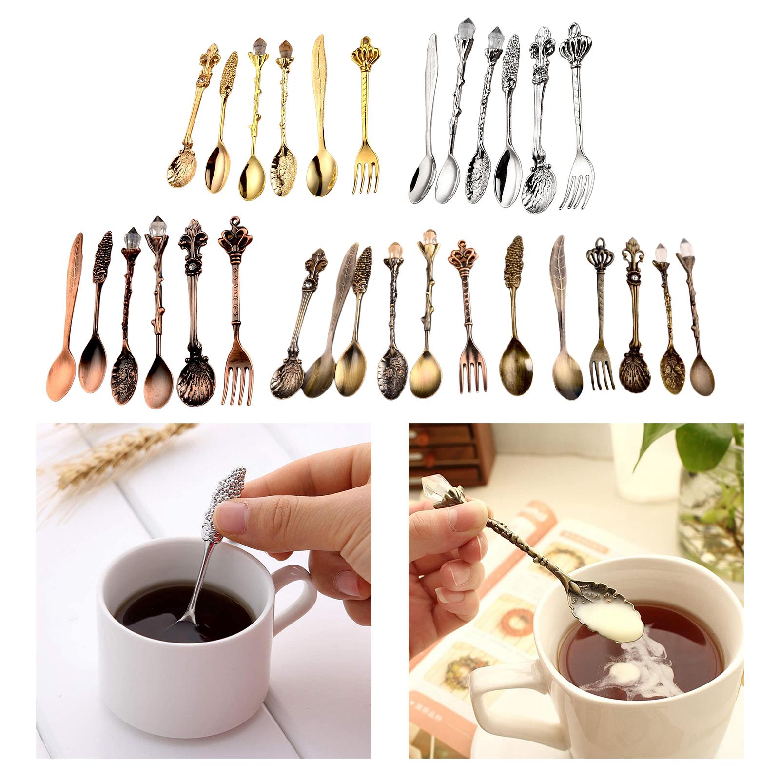 Spoon and Fork Set Spoon Decorative Dessert Spoons Coffee Spoons Golden